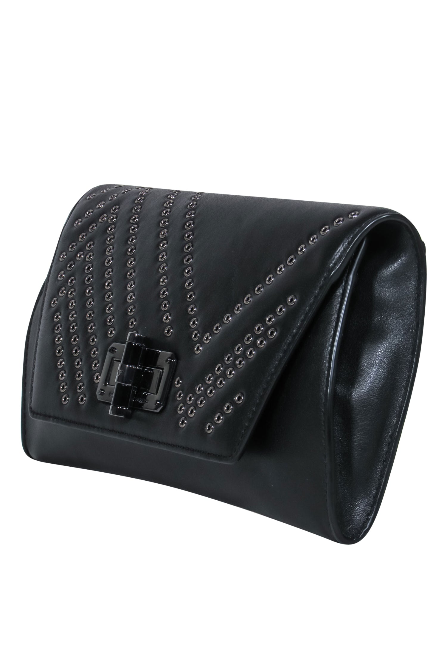Diane von Furstenberg - Rocker Chic Black & Gunmetal Leather Clutch