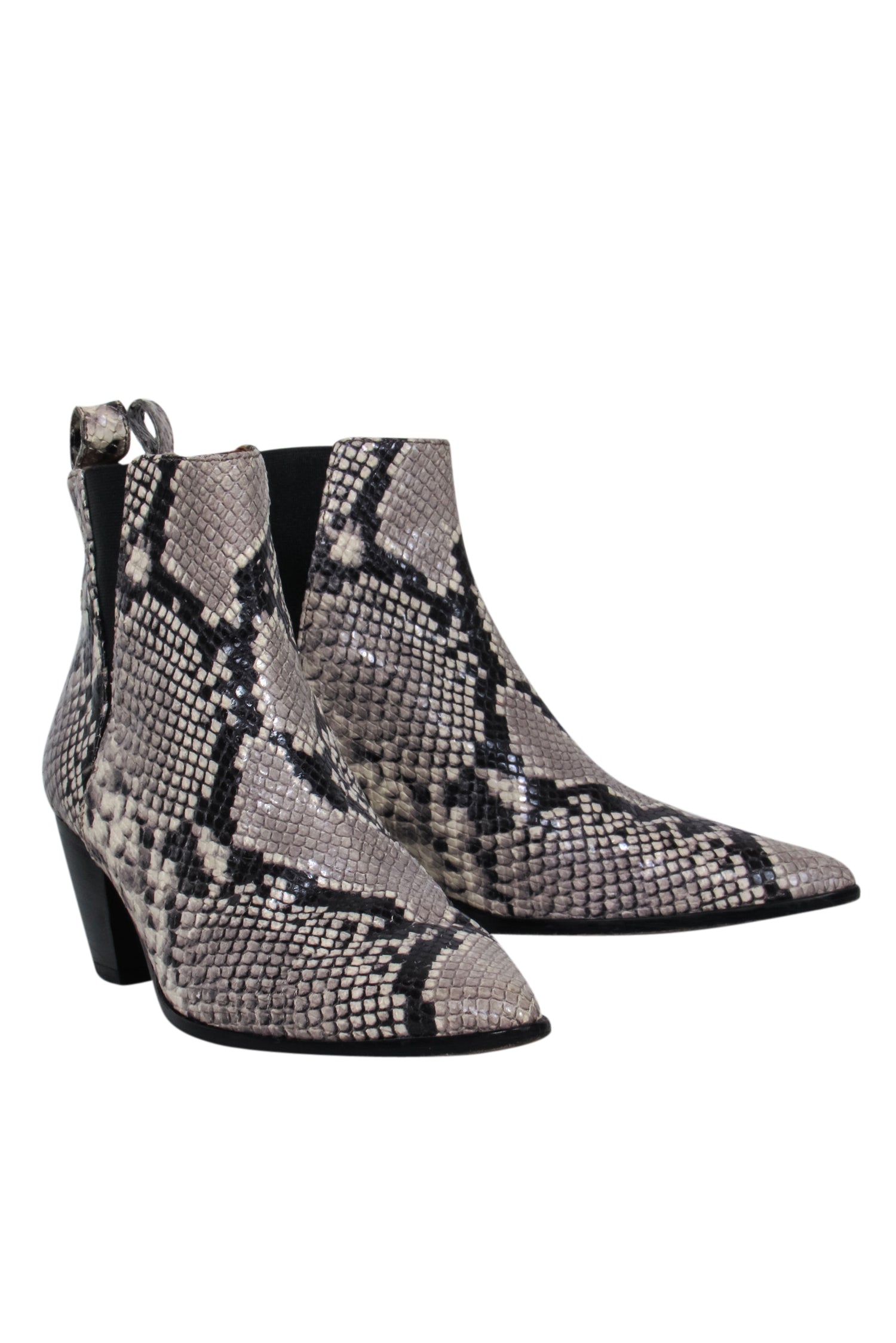 M. Gemi - Stunning Grey & Black Snake Print Booties in Size 8