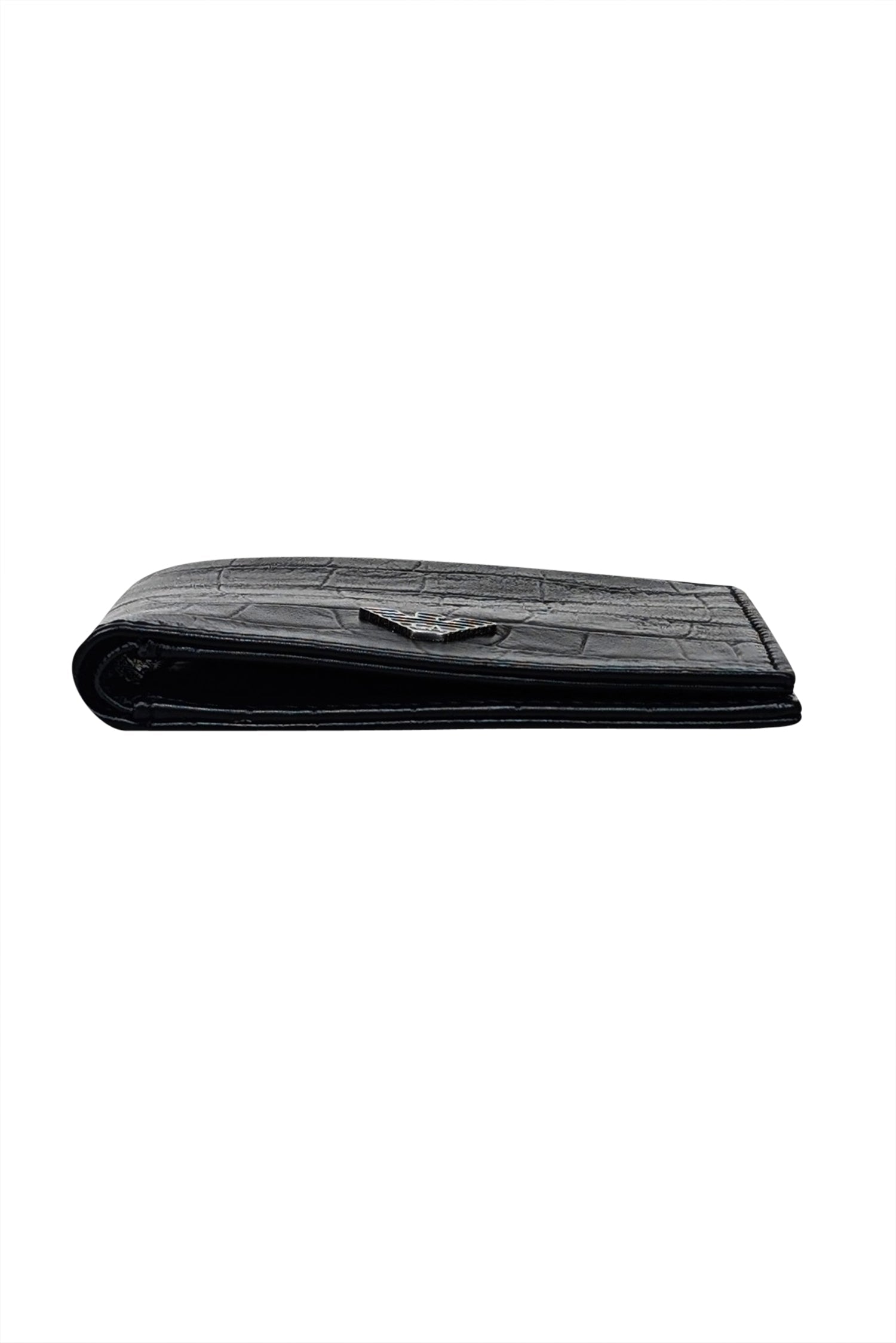 Emporio Armani's Stunning Black Croc-Embossed Leather Wallet