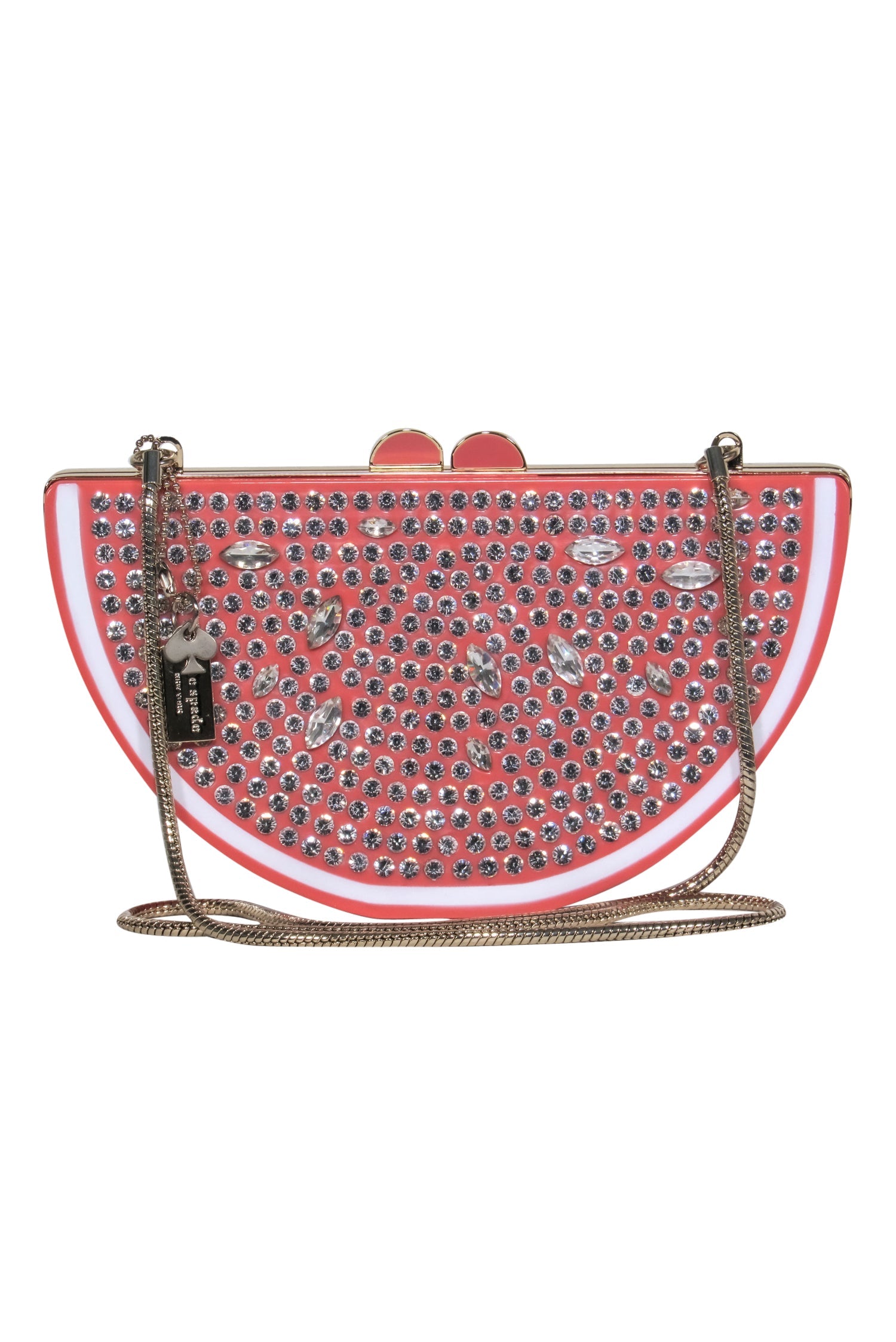 Kate Spade Pink Grapefruit Rhinestone Hard Shell Shoulder Purse - A Sparkling Fashion Statement!
