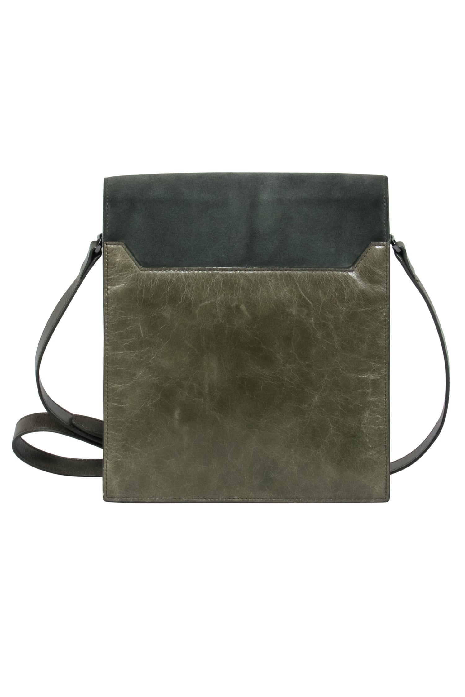 Halston Heritage Olive Green Fold-Over Leather & Suede Crossbody Bag: The Ultimate Weekend Companion