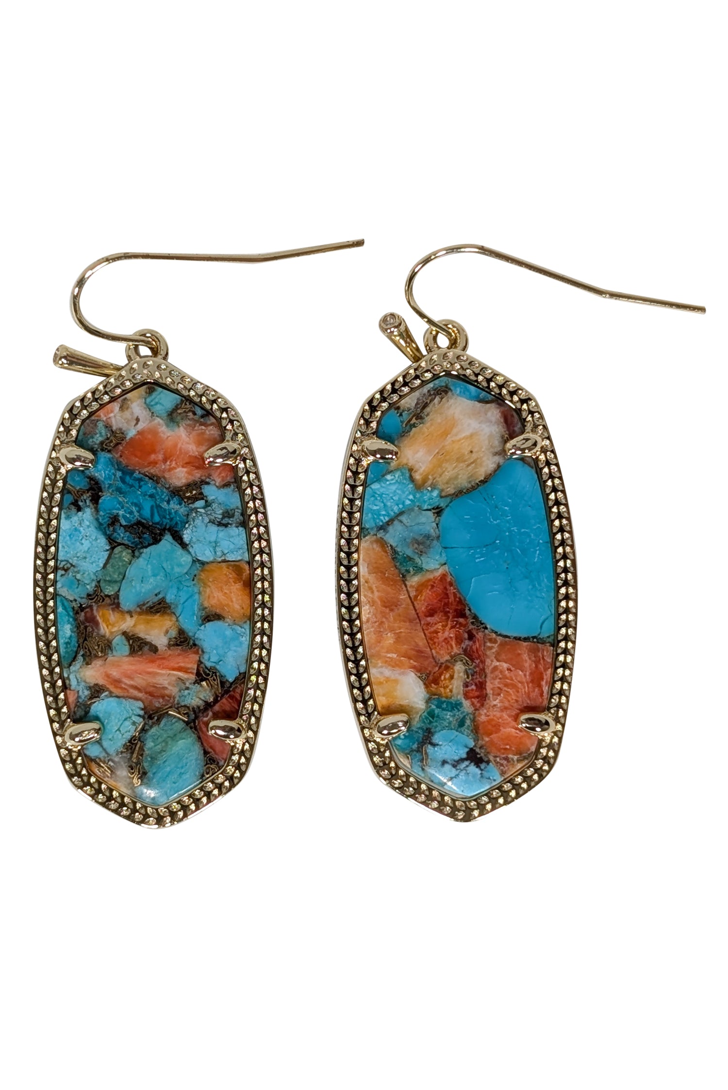 Kendra Scott - Sparkling Teal, Orange & Gold Dangle Earrings