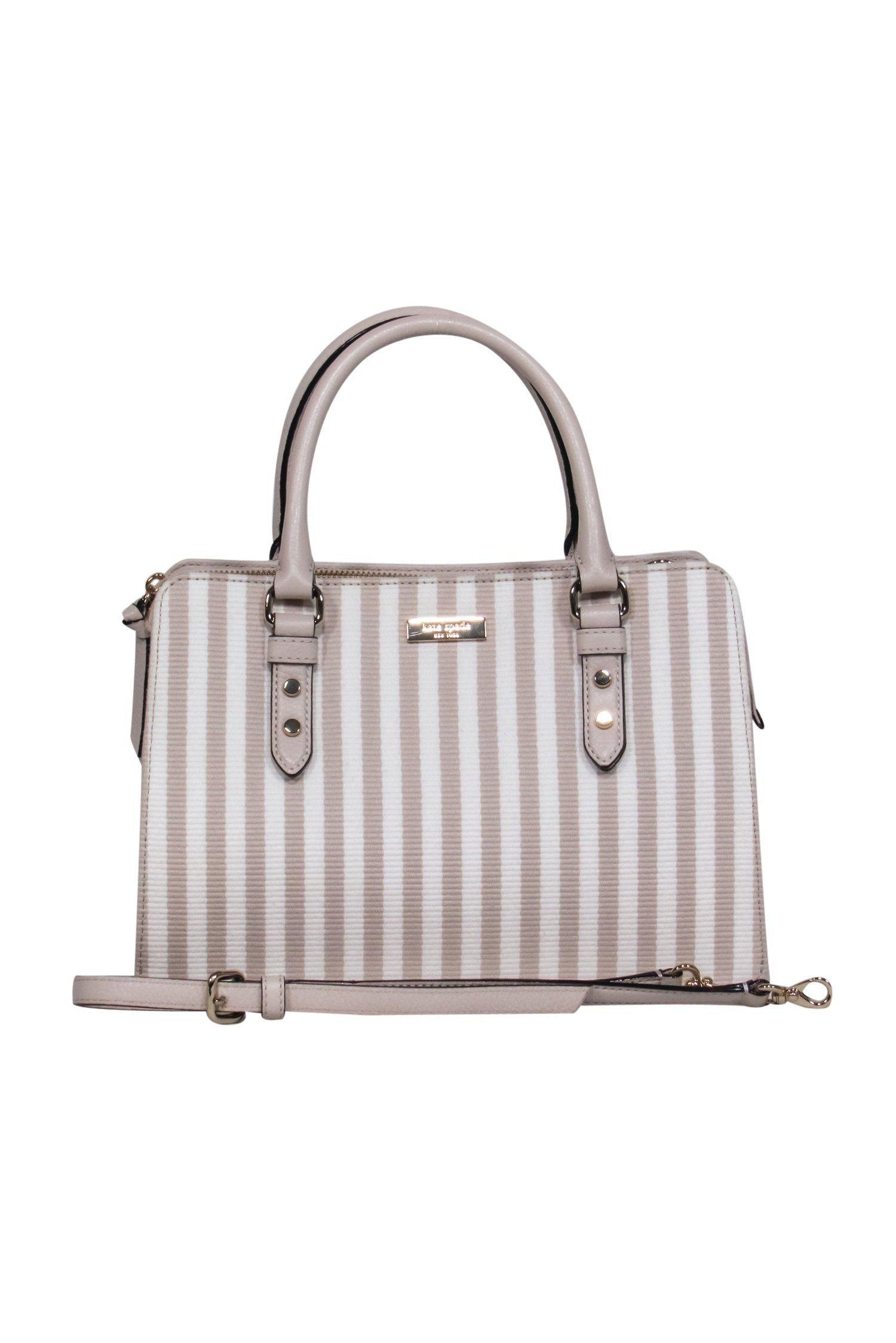 Kate Spade - Stunning Beige & Cream Striped Structured Satchel