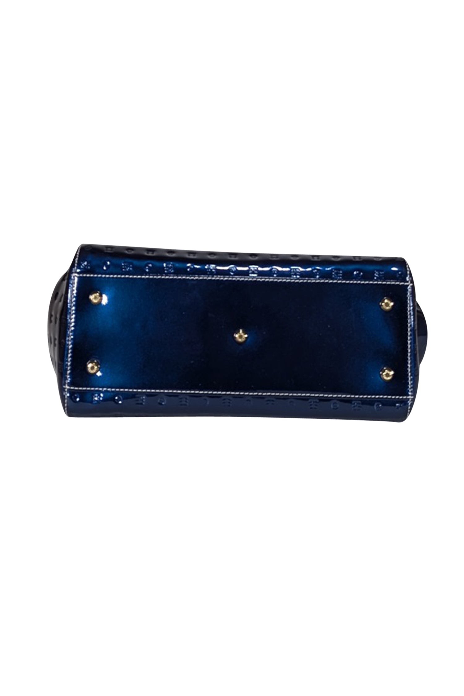 Arcadia Navy Patent Leather Embossed Fashion Satchel Bag