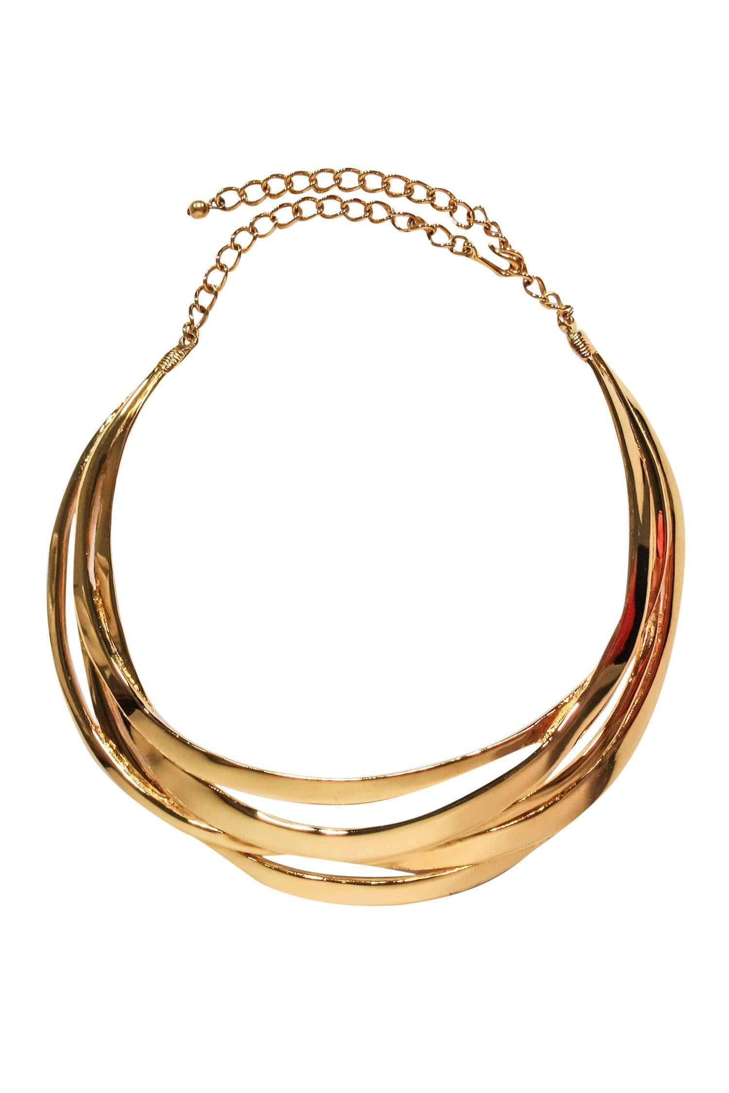 Kenneth Lane's Glittering Gold Layered Collar Choker Necklace