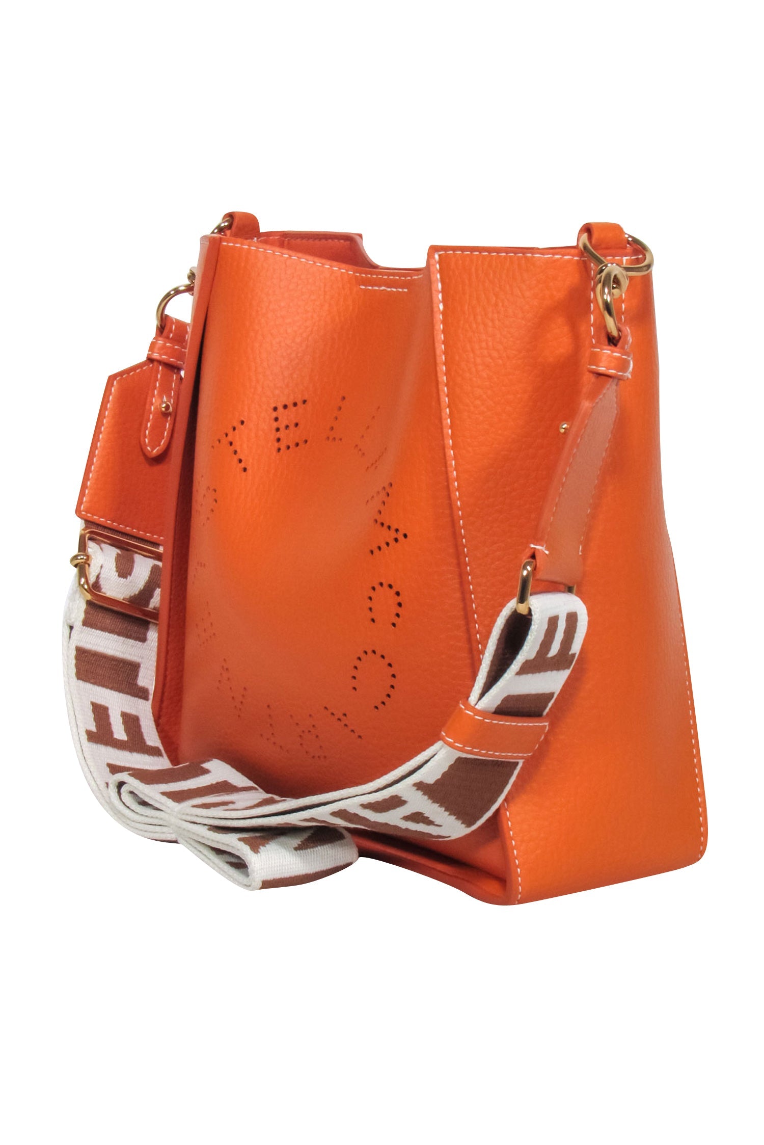 Stella McCartney Orange Mini Embossed Grainy Faux Leather Crossbody: A Colorful Fashion Gem