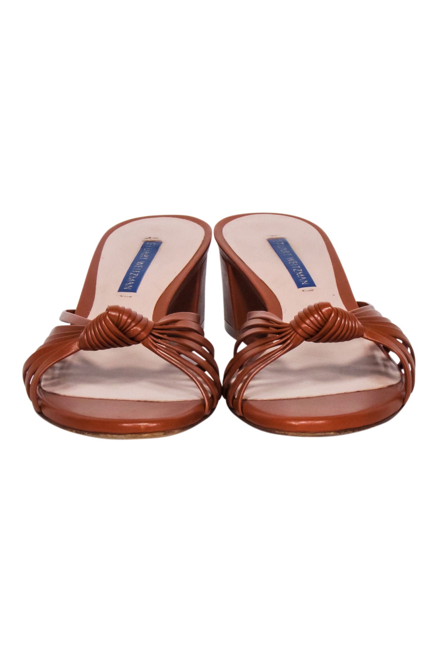 Stuart Weitzman Tan Leather Knot Front Sandals - Size 8