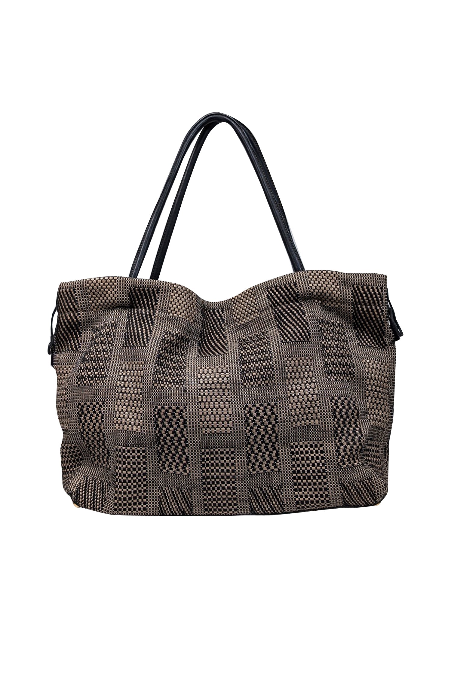 Furla - Stunning Beige & Black Woven Print Tote Bag