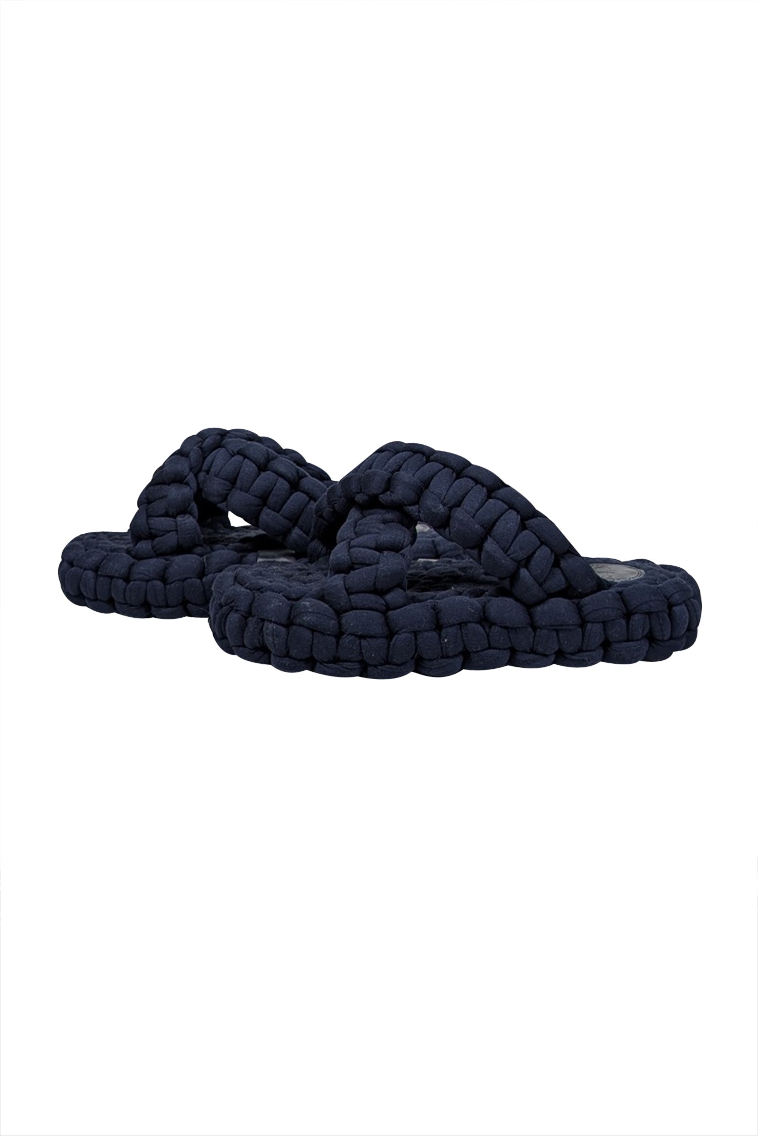 Chloe Navy Woven Braided Kamy Platform Slide Sandals - Size 7 - Stylish Beach Must - Haves