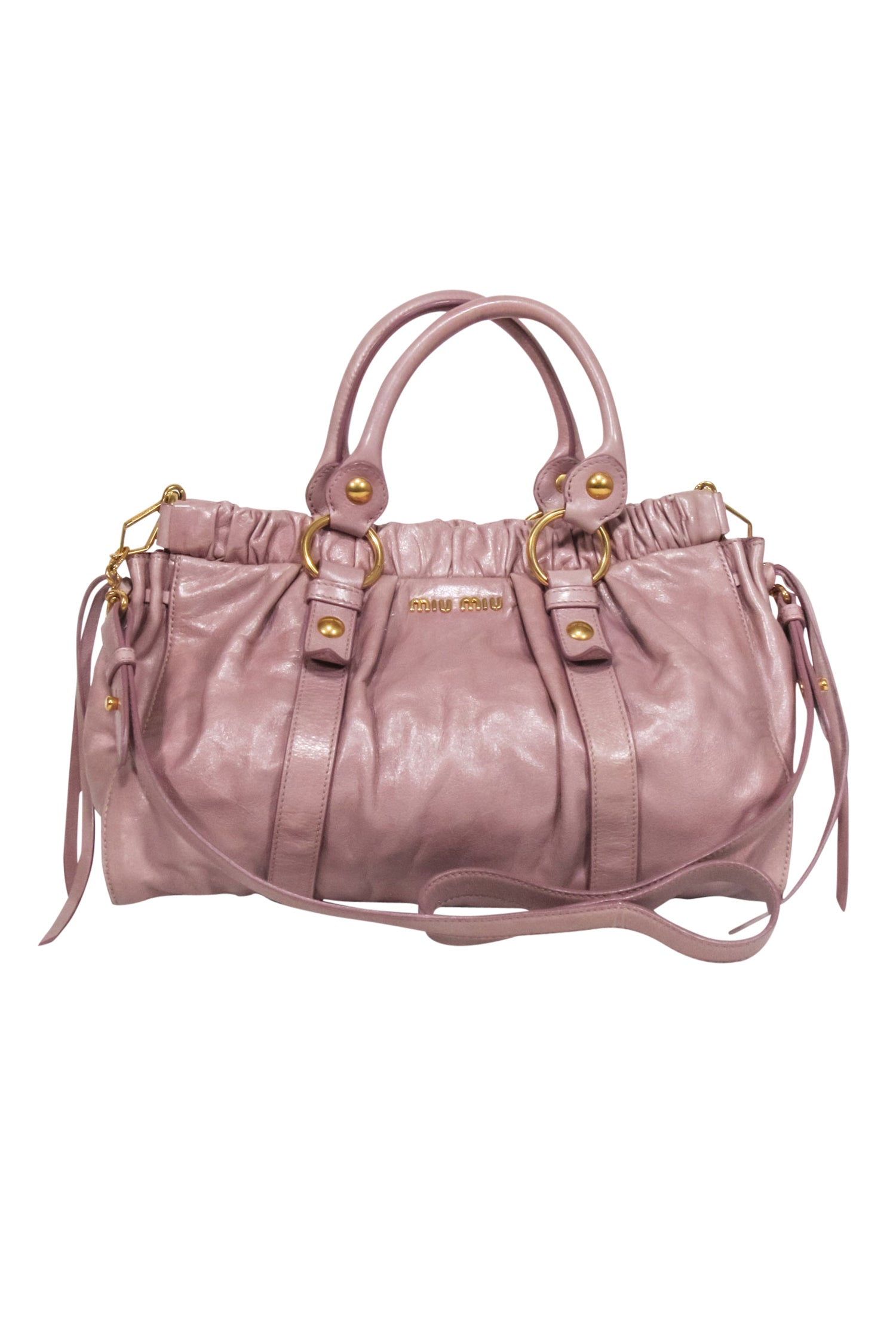 Miu Miu - Stunning Beige Leather Gathered Satchel Bag
