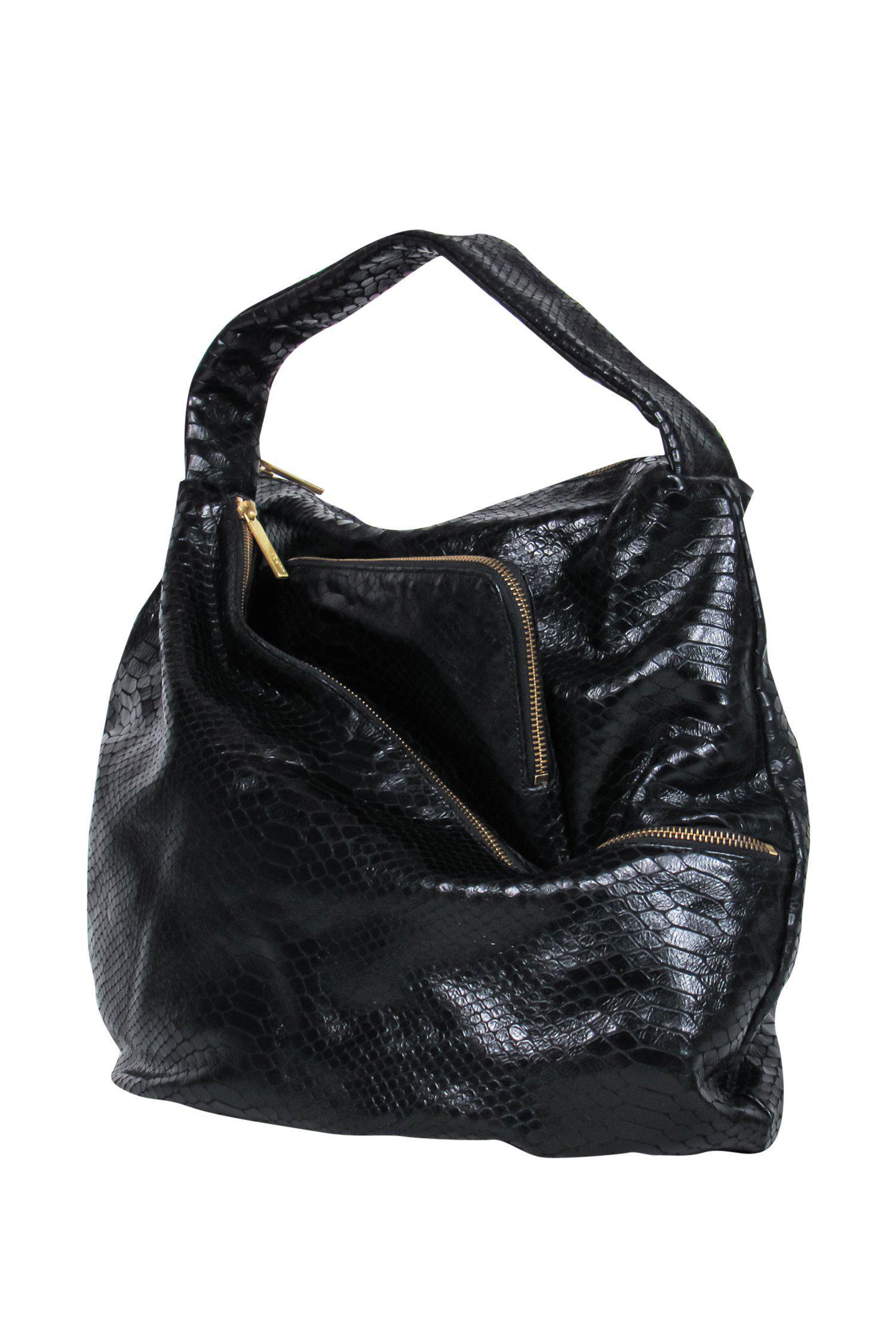 Lupo - Stunning Large Black Snakeskin Hobo Bag