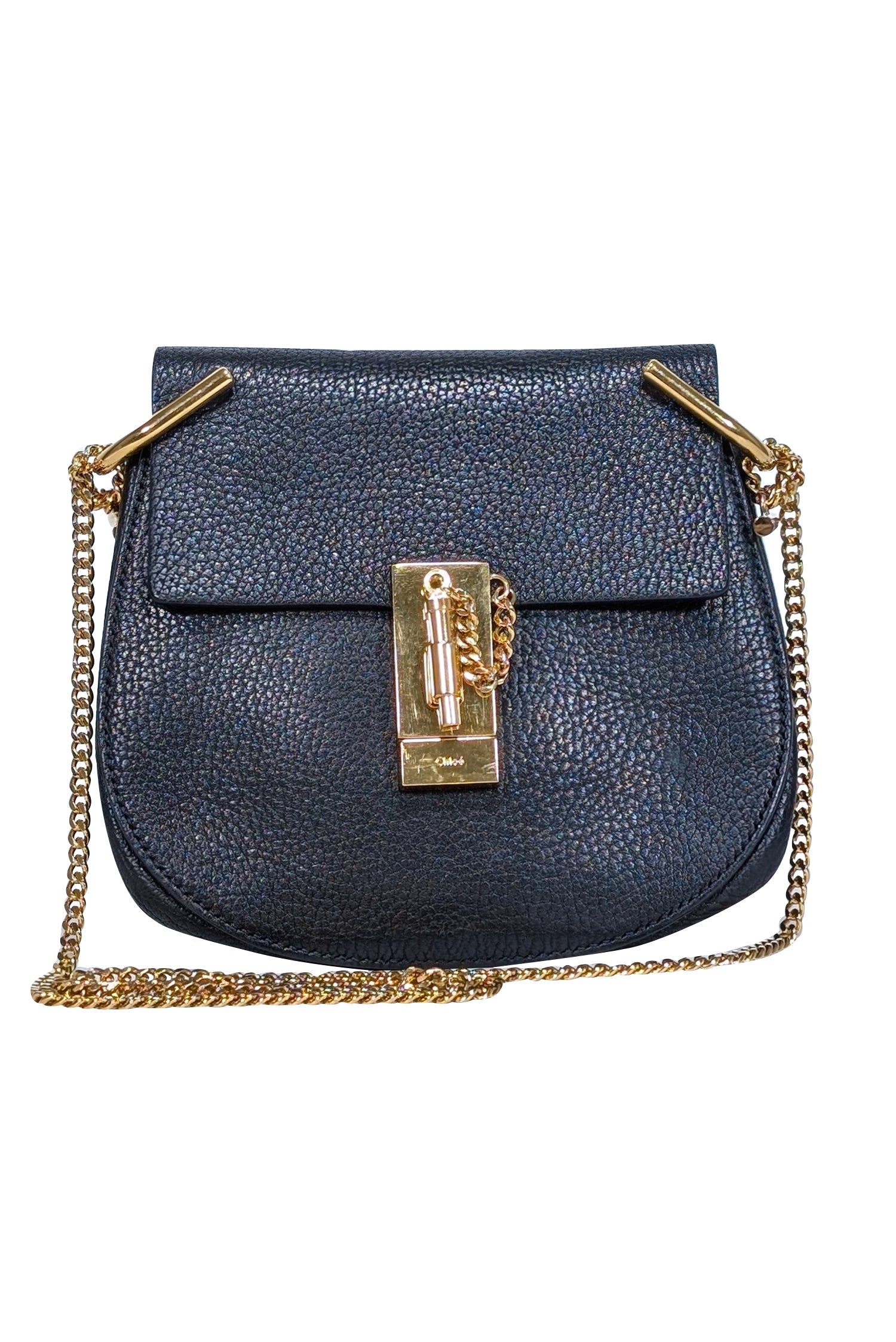 Chloe's Glamorous Black Grained Lambskin Drew Crossbody Bag