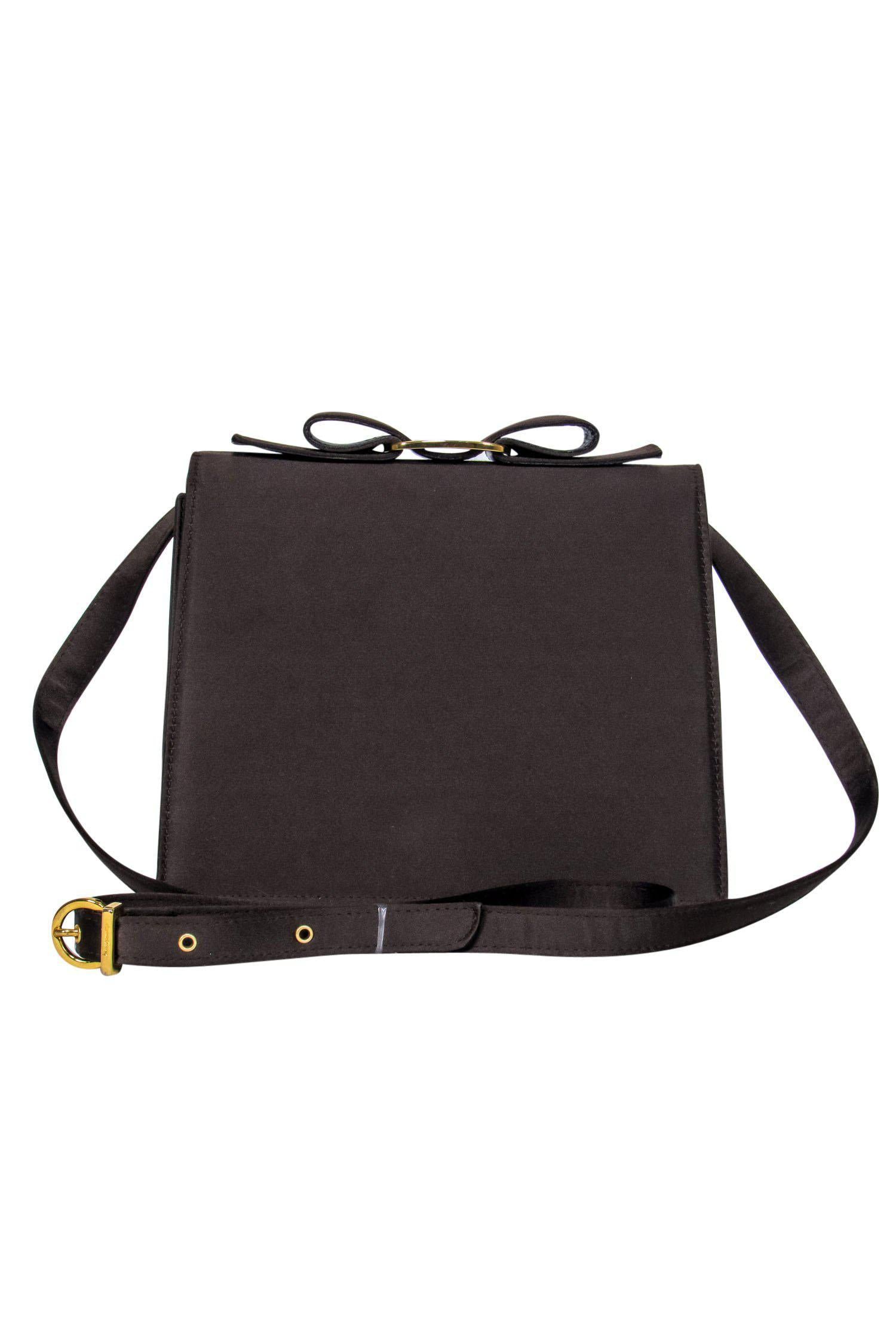 Ferragamo - Stunning Dark Brown Satin Bow Crossbody Bag