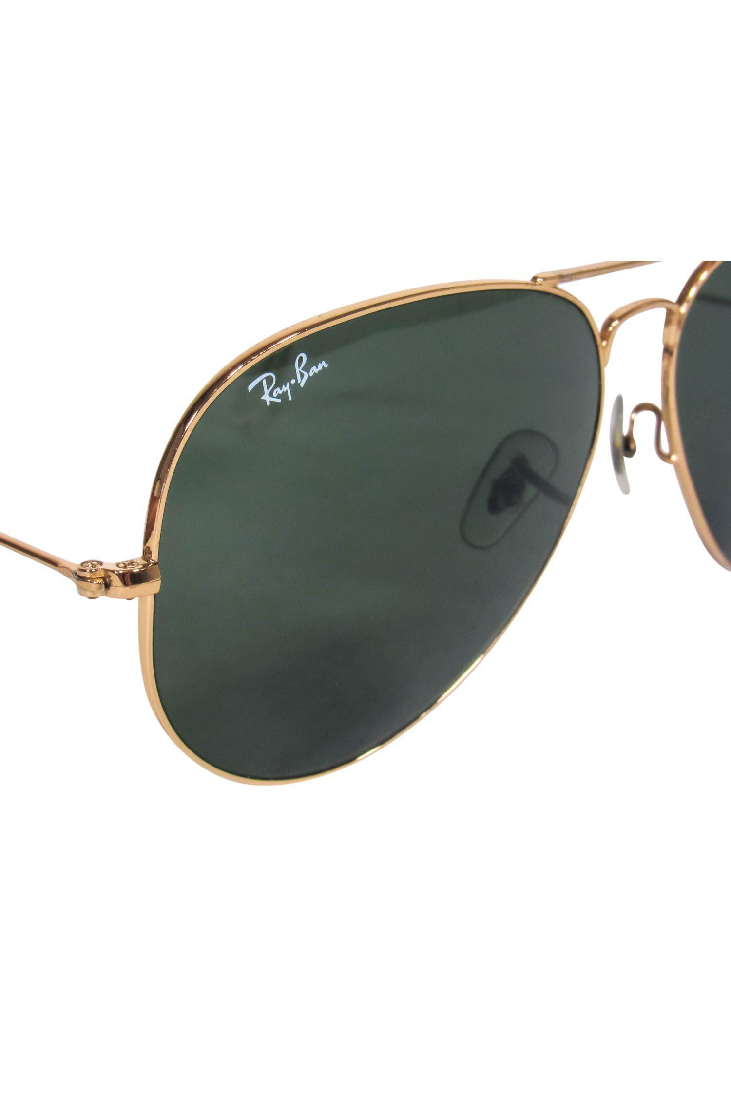 Ray-Ban Gold Aviator Sunglasses with Stunning Greenish Blue Tint
