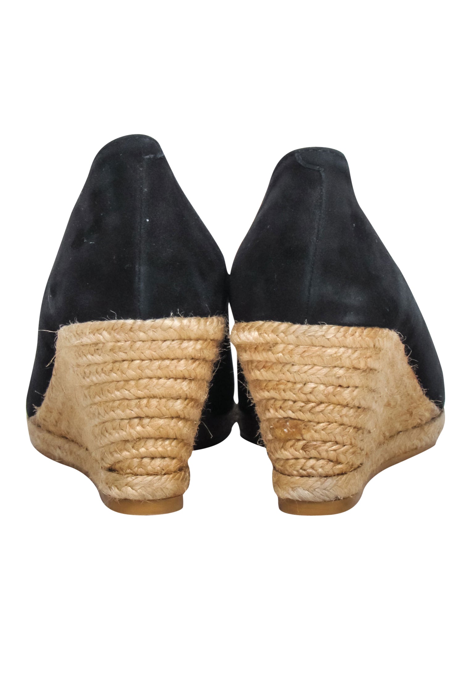 Eric Michael's Stunning Black Suede Espadrille Wedges - Size 7