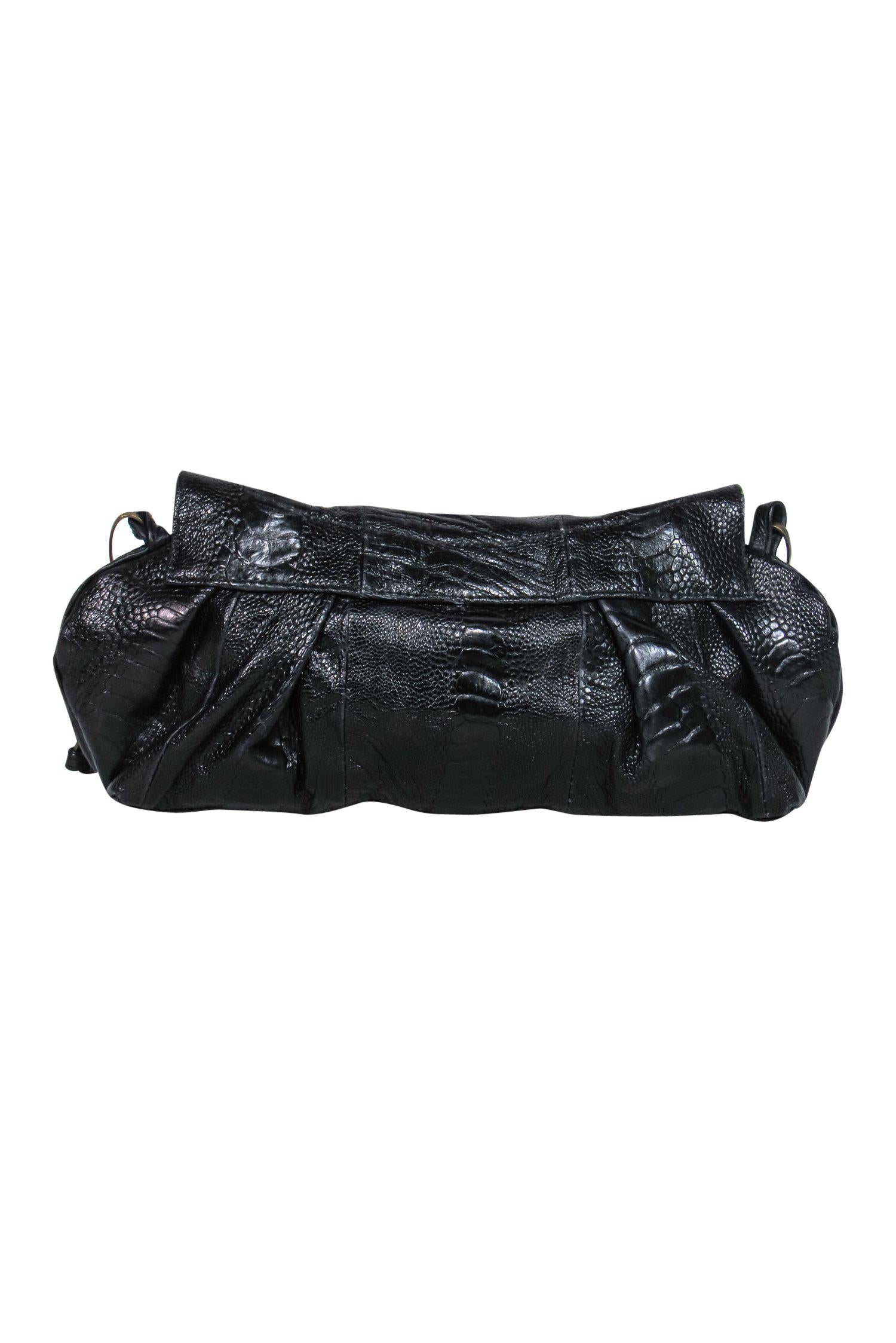 R&Y Augousti - Glamorous Black Crocodile Baguette Shoulder Bag