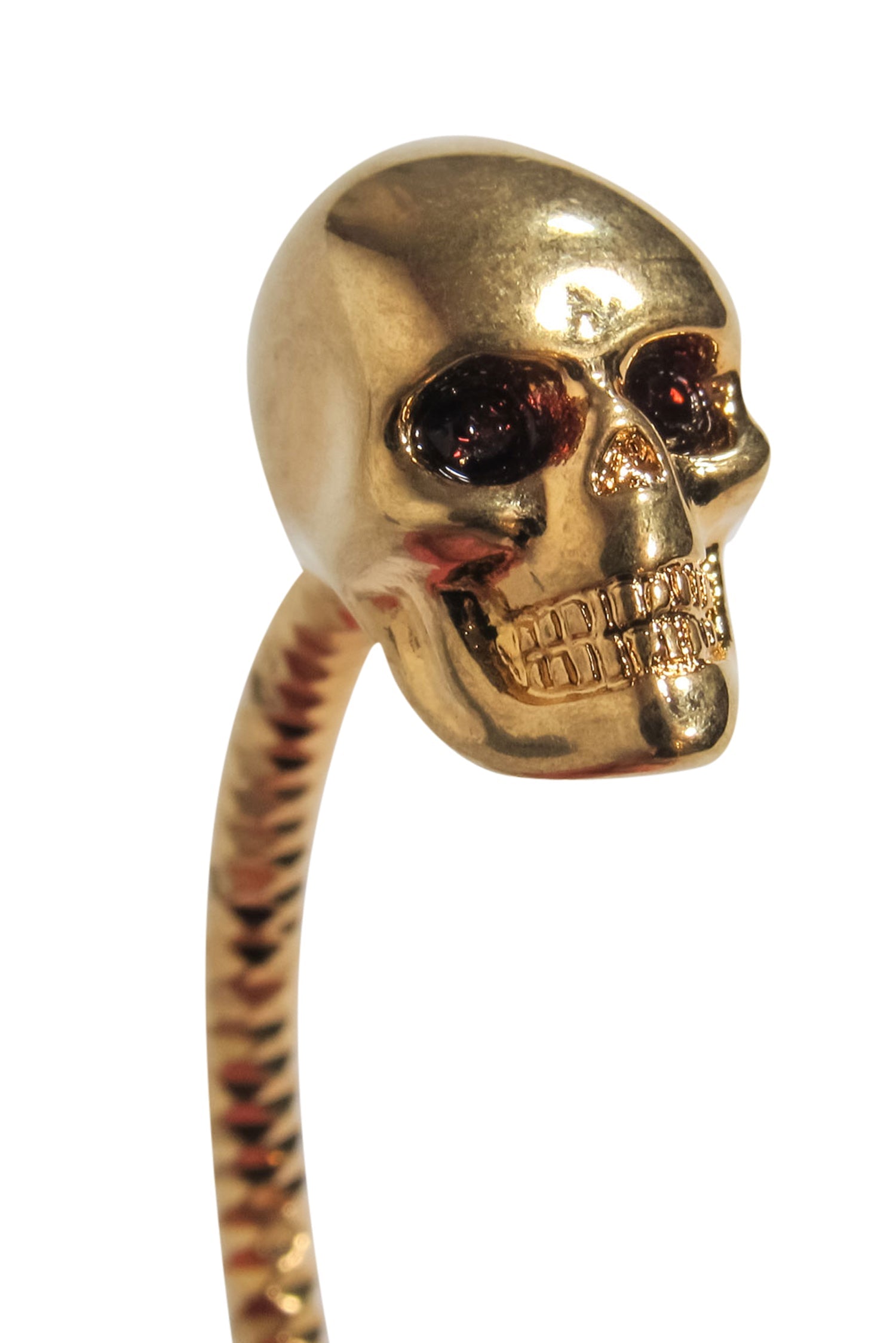 Alexander McQueen Gold Twin Skull Textured Embellished Bangle - A Gothic Delight