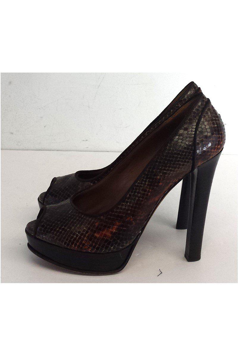 Donald J Pliner's Stunning Dark Brown Snakeskin Leather Pumps in Size 9 - Grab Yours Now!