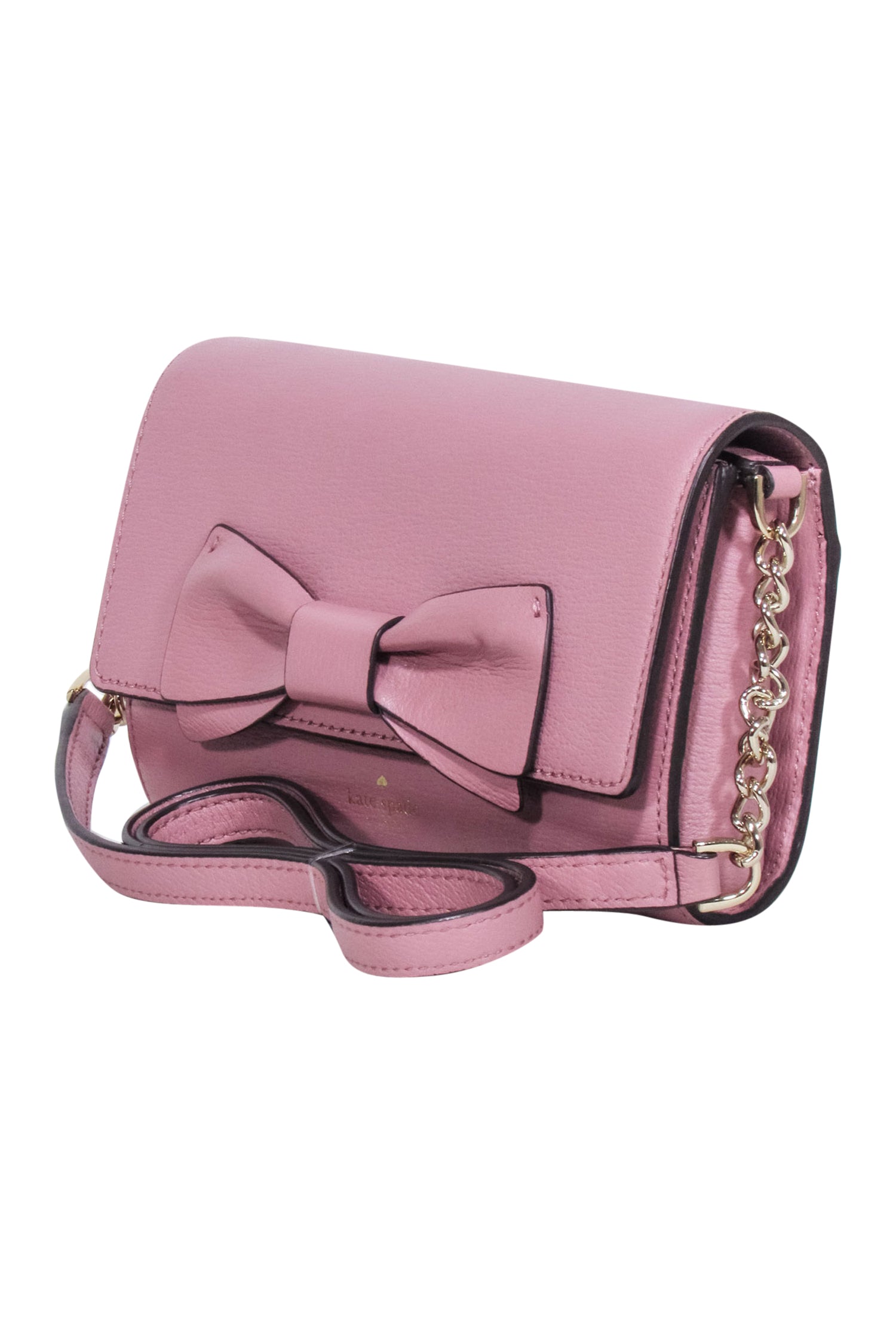 Kate Spade Mauve Pink Leather Bow Front Flap Crossbody - The Ultimate Party Accessory