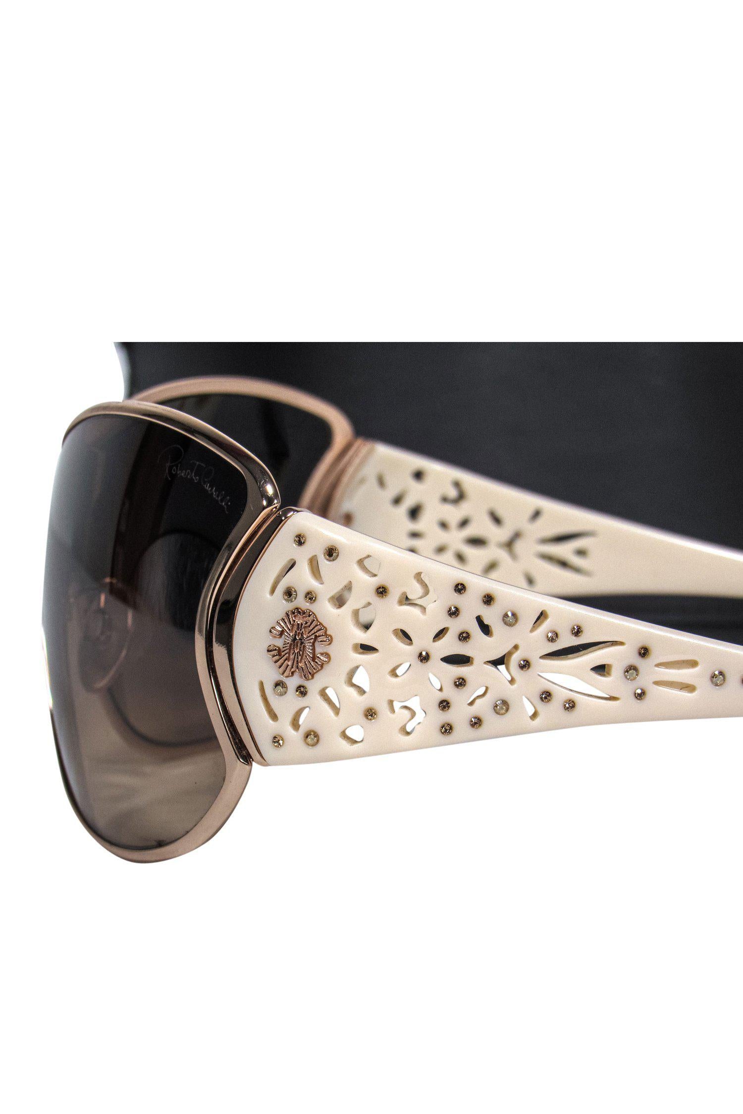 Roberto Cavalli - Stunning Cream & Gold Lasercut Shield Sunglasses