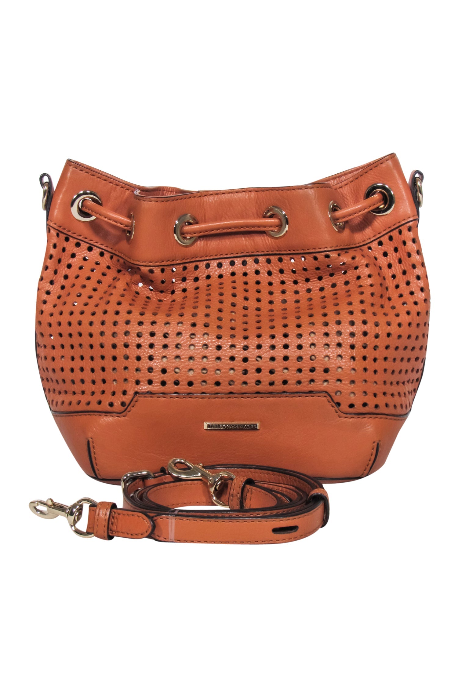 Rebecca Minkoff Tan Perforated Leather Bucket Bag - A Fashionable Essential