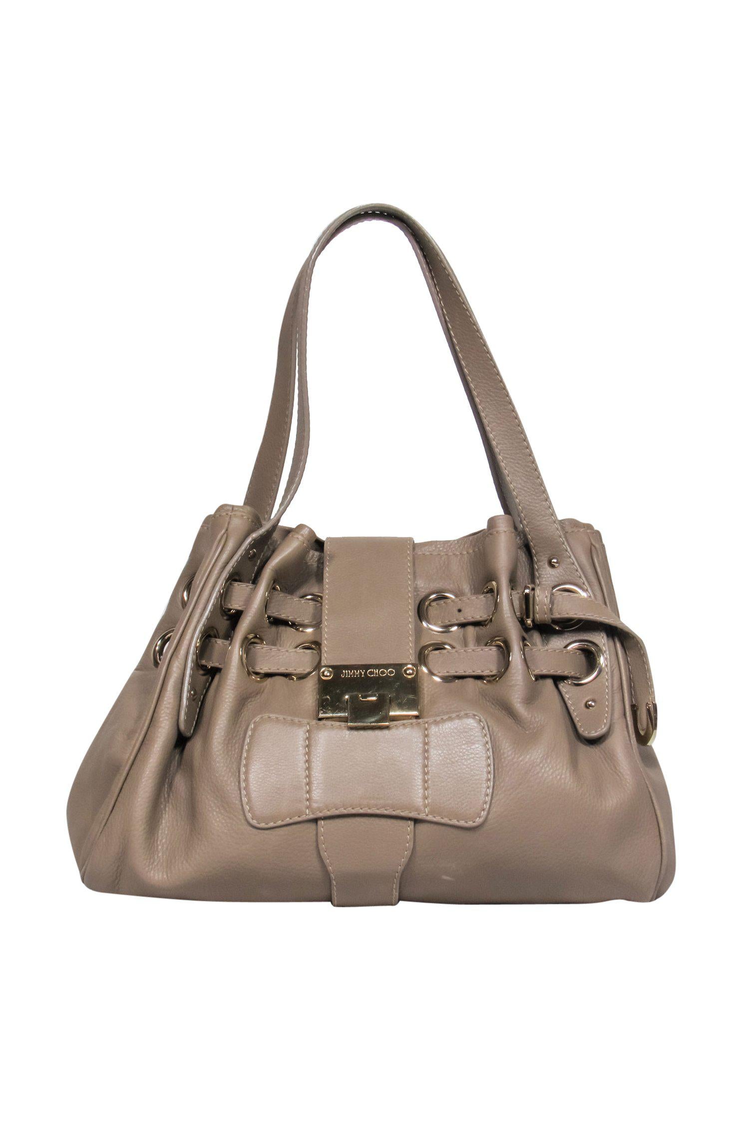 Jimmy Choo - Taupe Leather Ramona Shoulder Satchel: A Fashion Statement