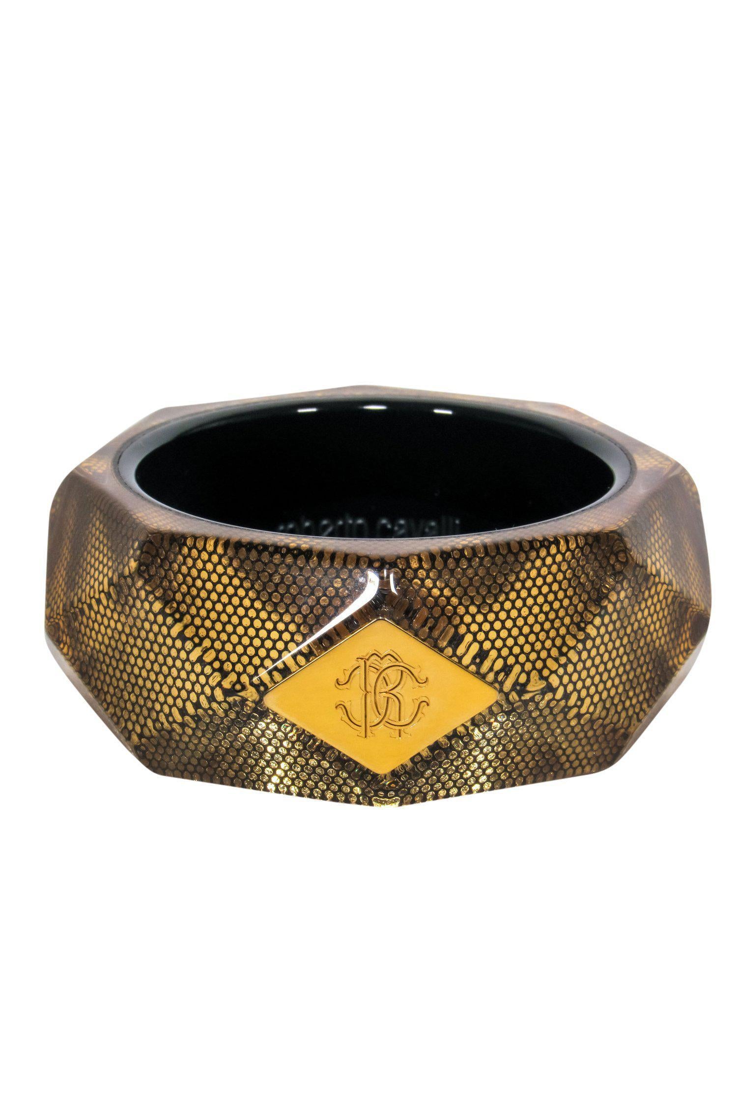 Roberto Cavalli's Glamorous Gold Hexagonal Chunky Bangle