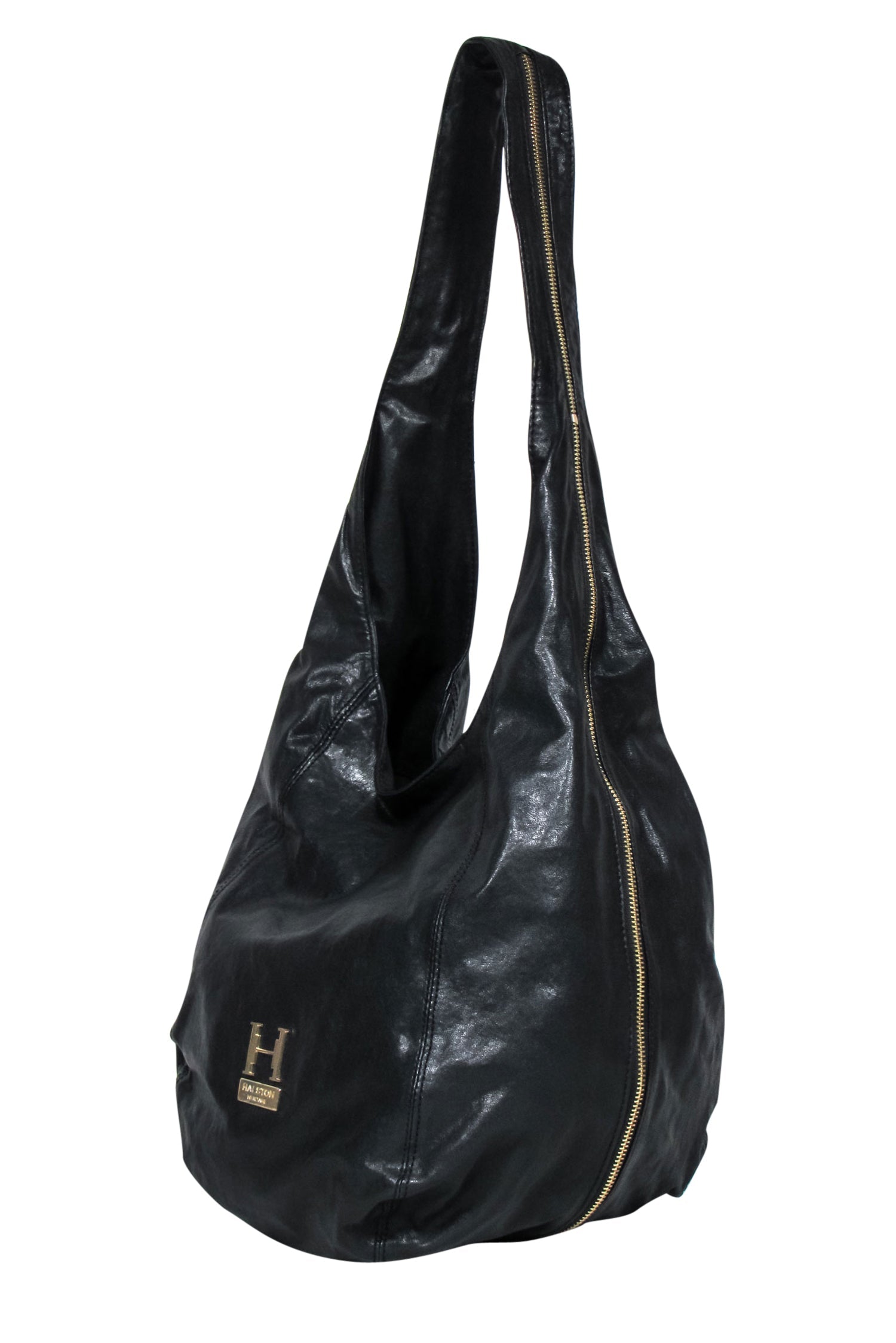 Halston Heritage Black Leather Slouchy Shoulder Bag - A Chic Bohemian Essential
