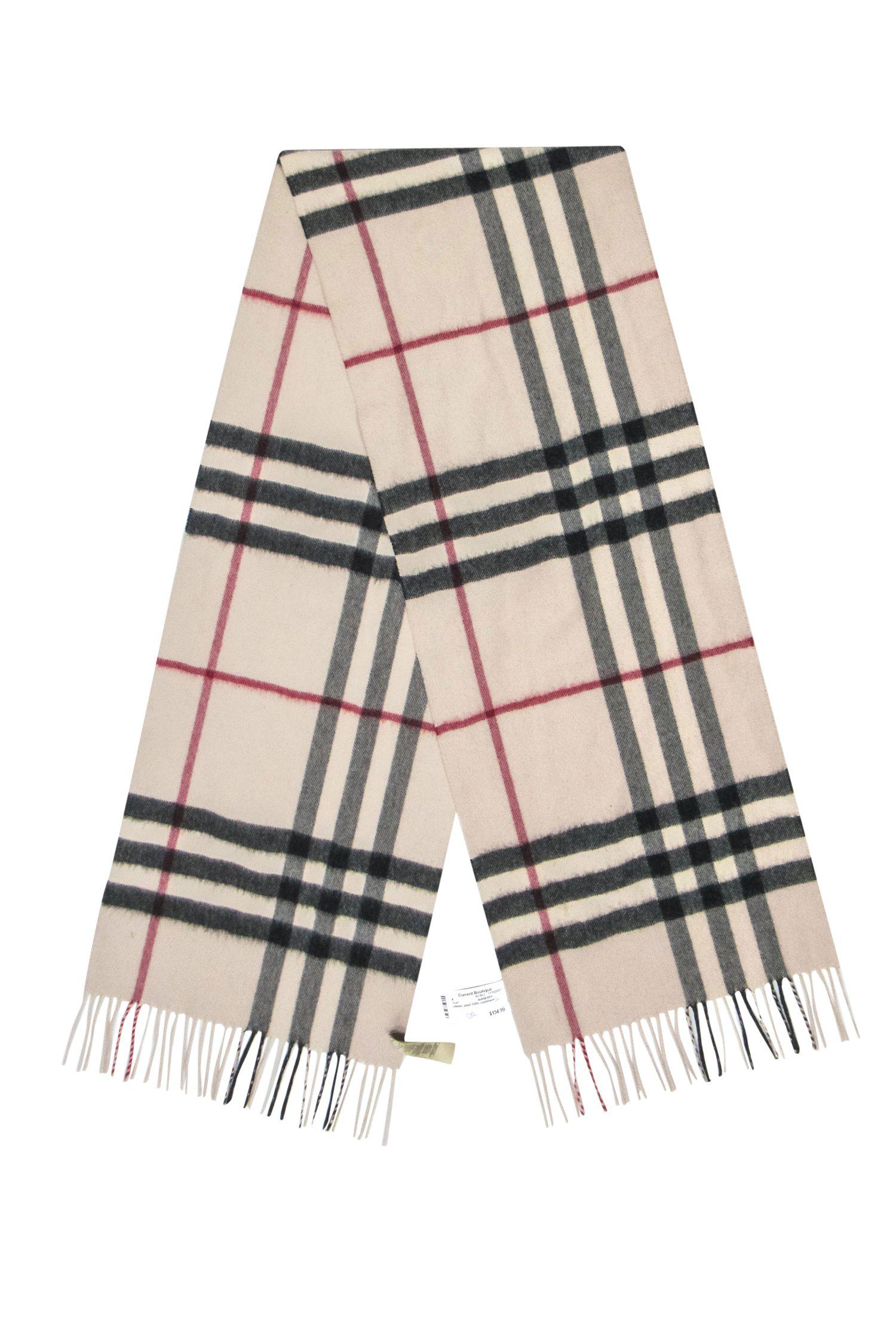 Burberry's Luxurious Beige Tartan Cashmere Scarf