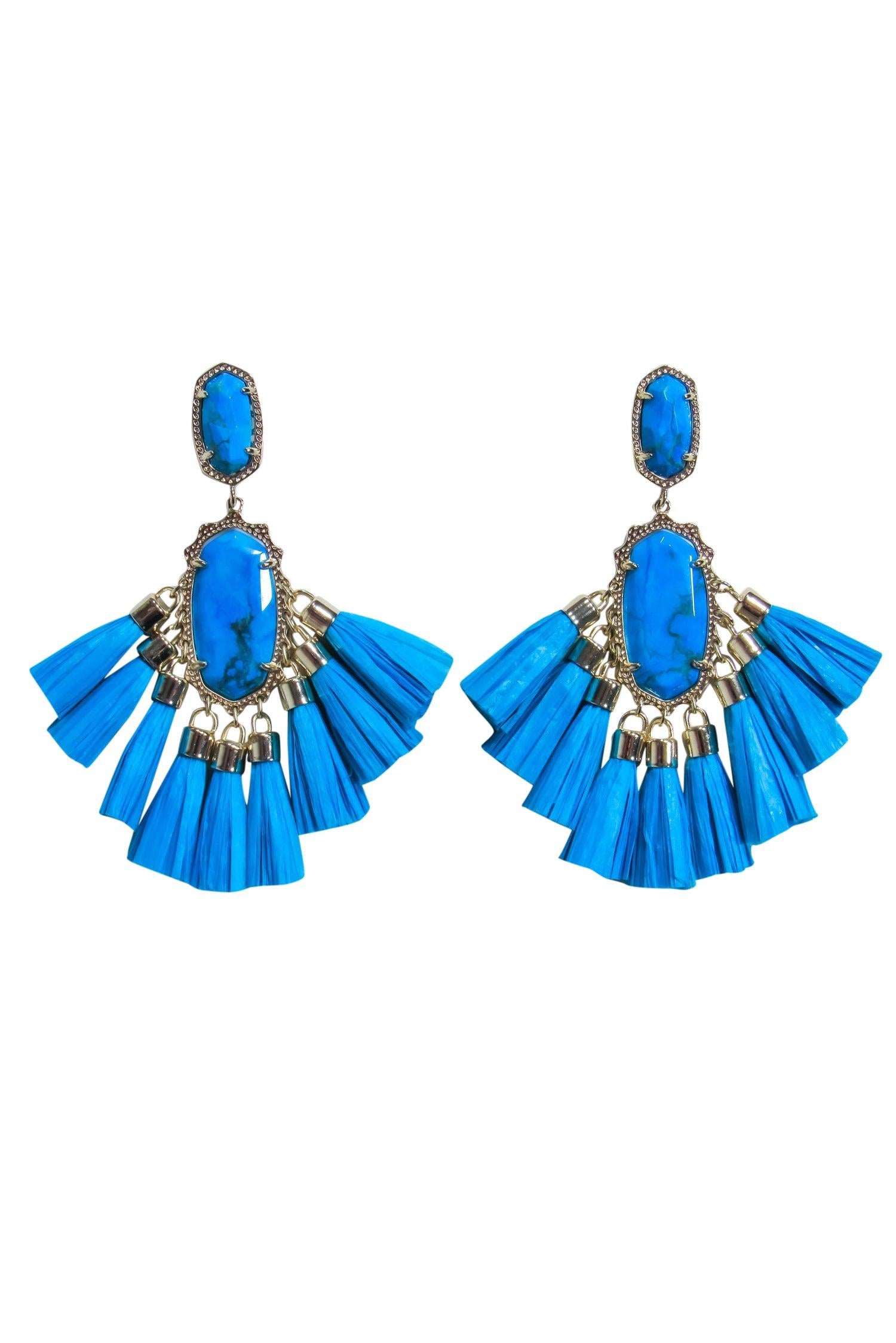 Kendra Scott - Stunning Blue & Gold-Toned Stone Tassel Earrings