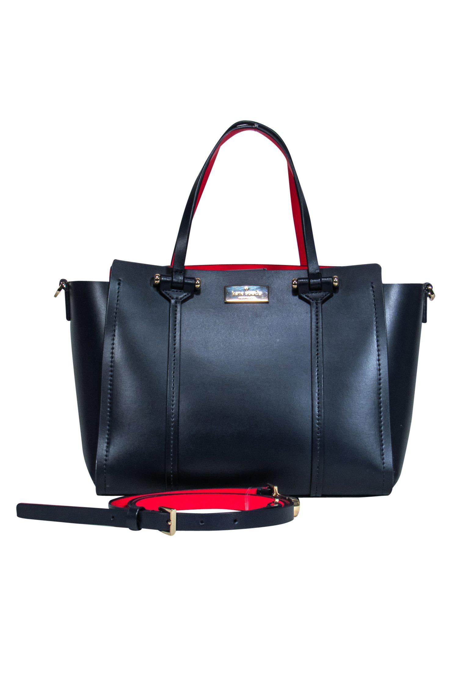 Kate Spade Navy Leather Convertible Crossbody with Stunning Red Lining