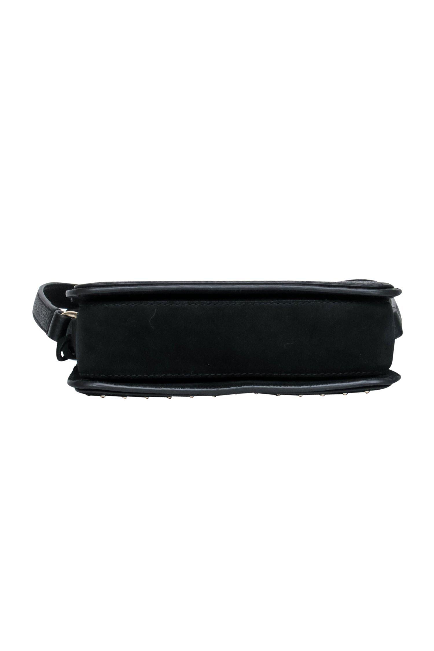 Kate Spade's Edgy Black Leather & Suede Studded Flap Crossbody