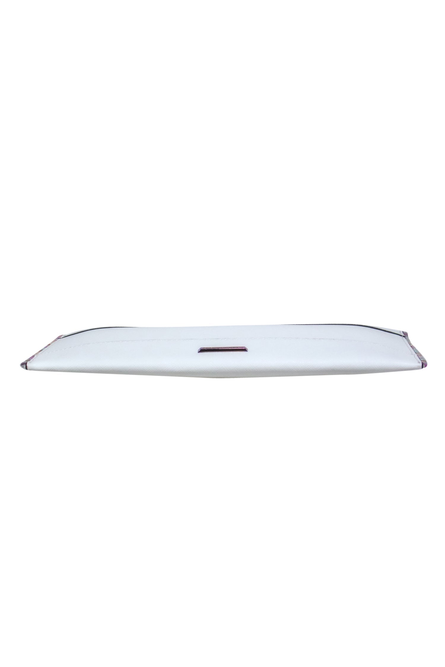 Rebecca Minkoff's Stunning White Textured Leather Leo Envelope Clutch with Rainbow Zipper Trim