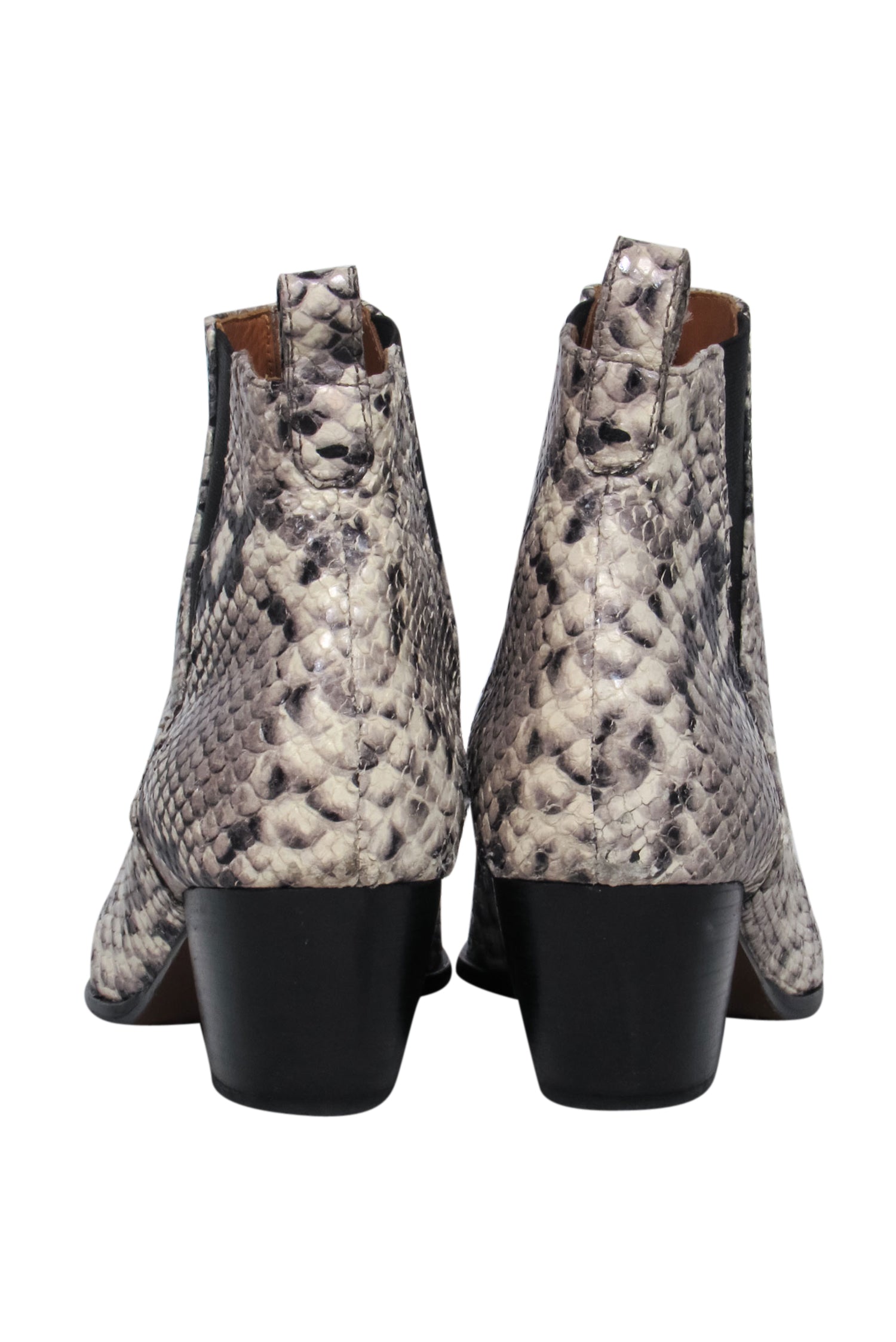 M. Gemi - Stunning Grey & Black Snake Print Booties in Size 8