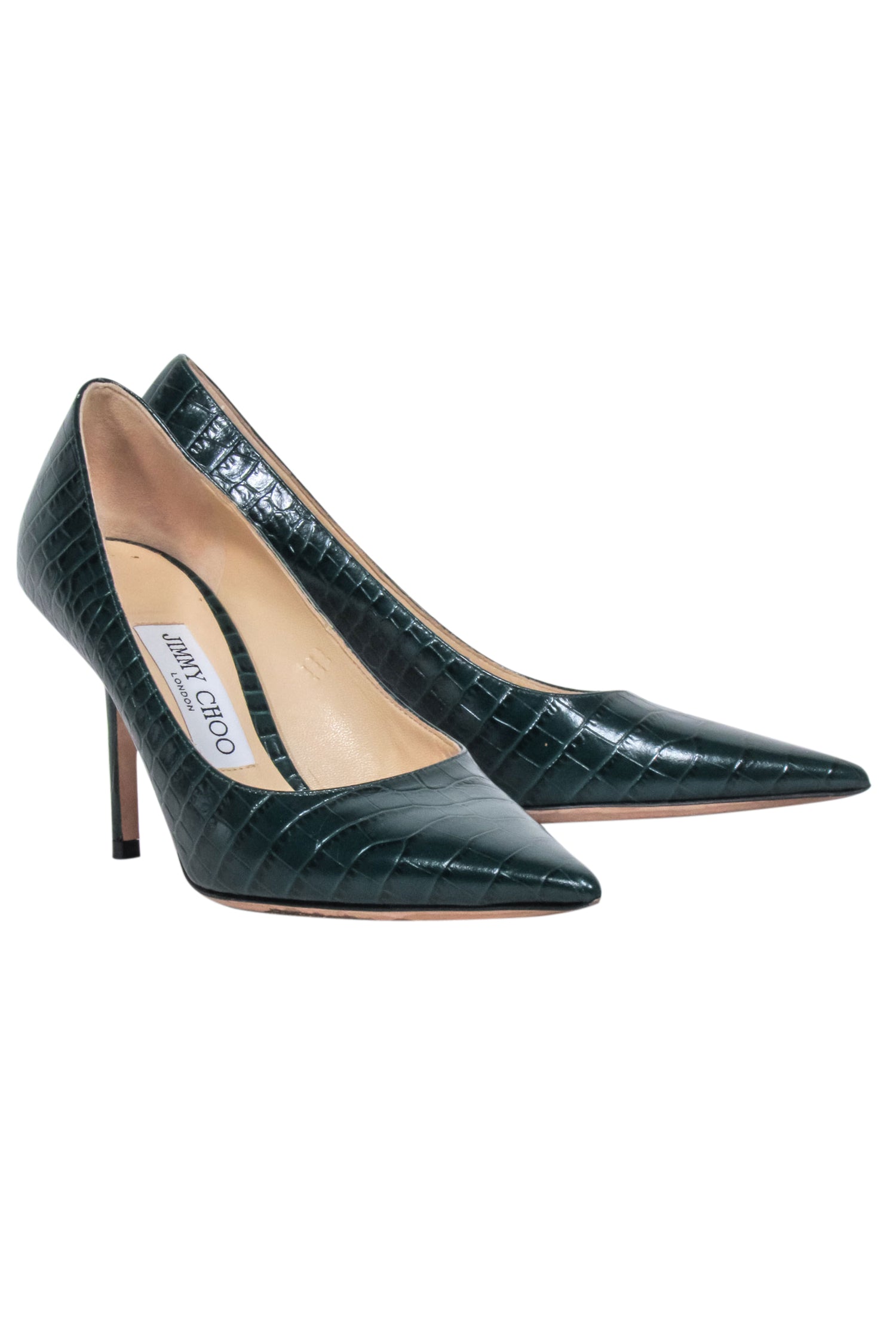 Jimmy Choo Dark Green Croc-Embossed 'Love' Heels - Size 6 - Grab Attention Now!