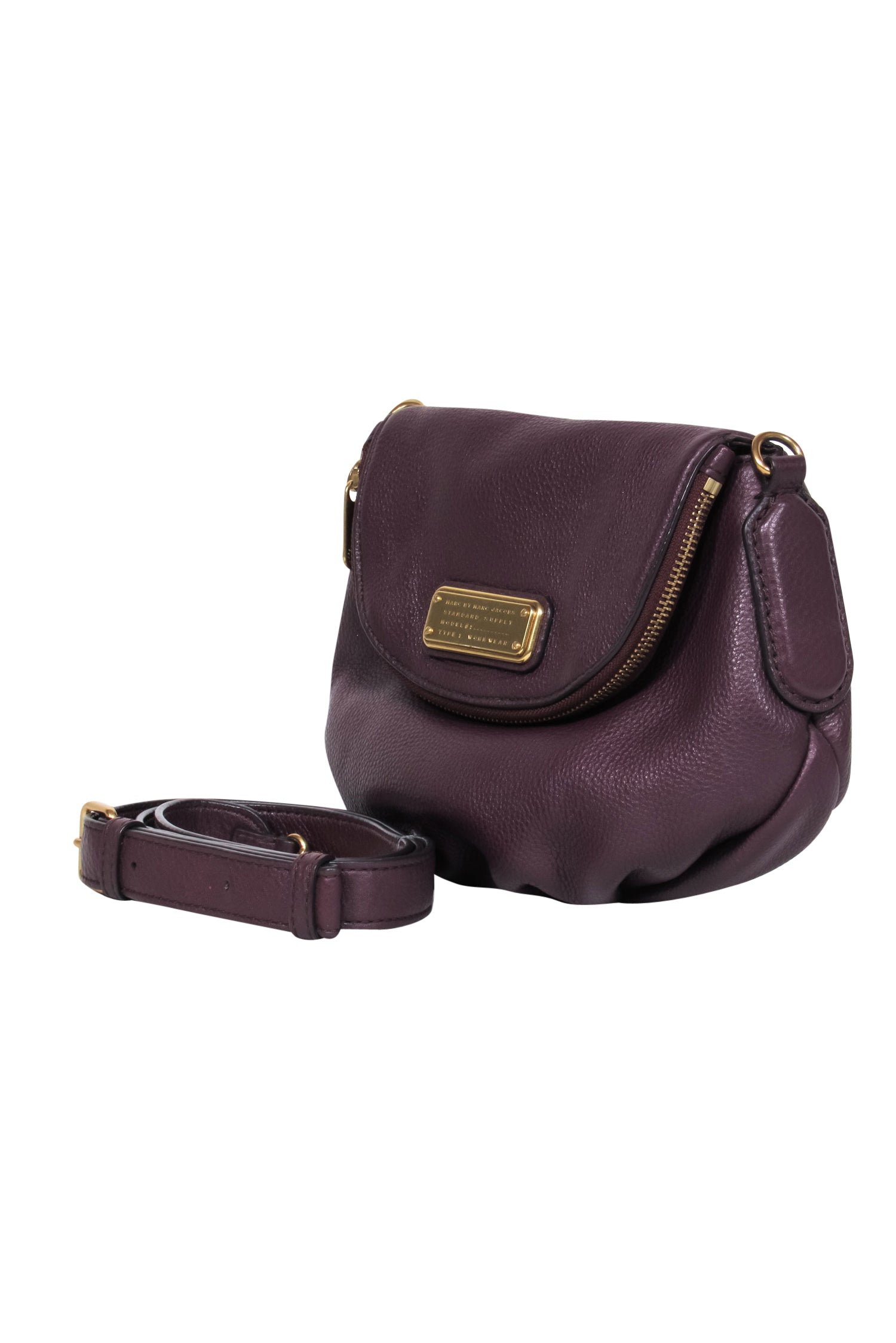Marc by Marc Jacobs - Stunning Plum Pebbled Leather Saddle Crossbody Bag