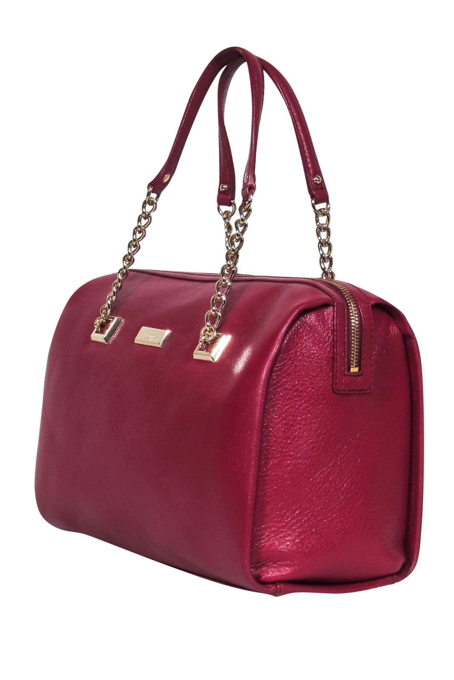 Kate Spade's Stunning Red Pebbled Leather Carryall with Chain Handles