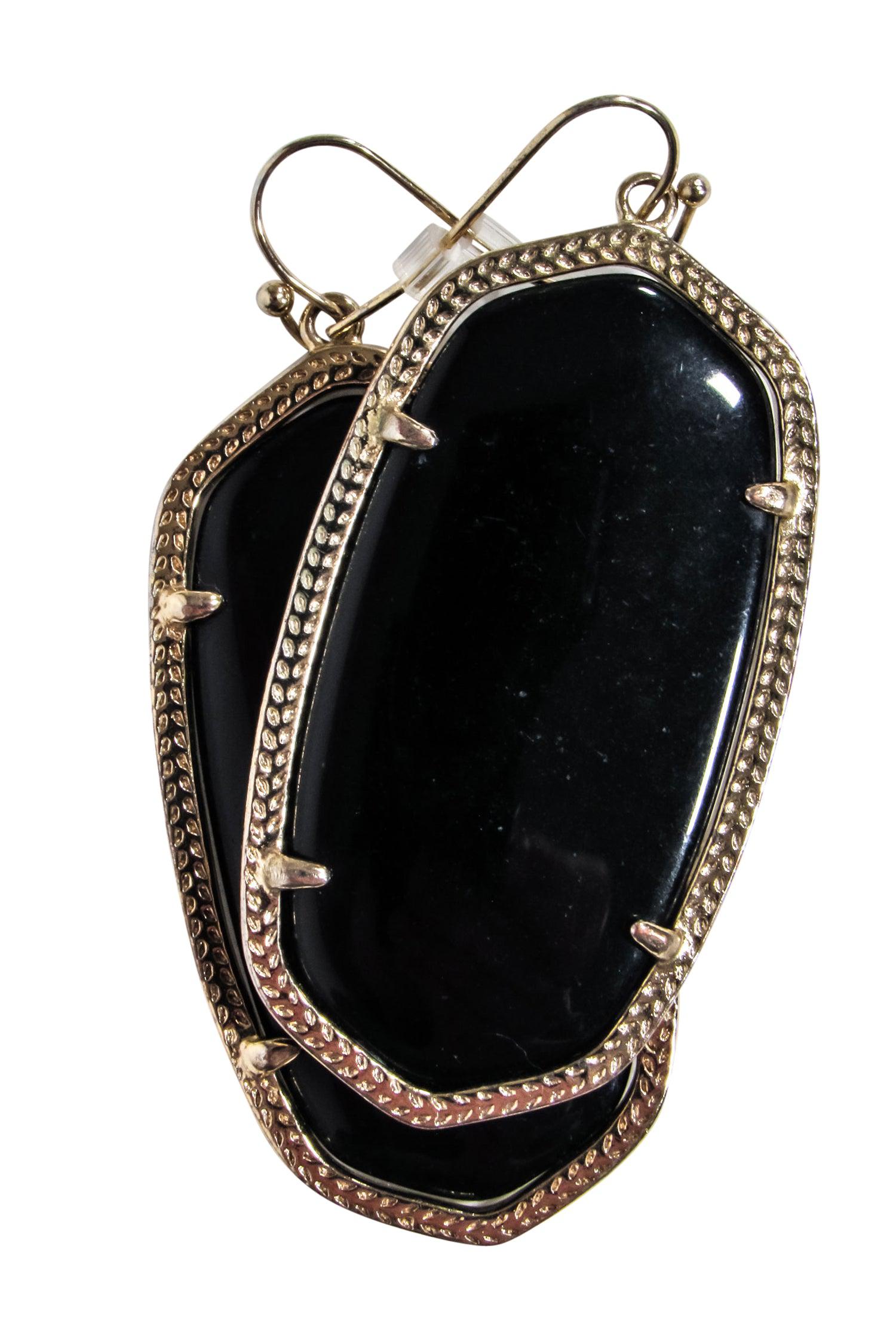 Kendra Scott's Stunning Black & Gold Large Dangle Earrings