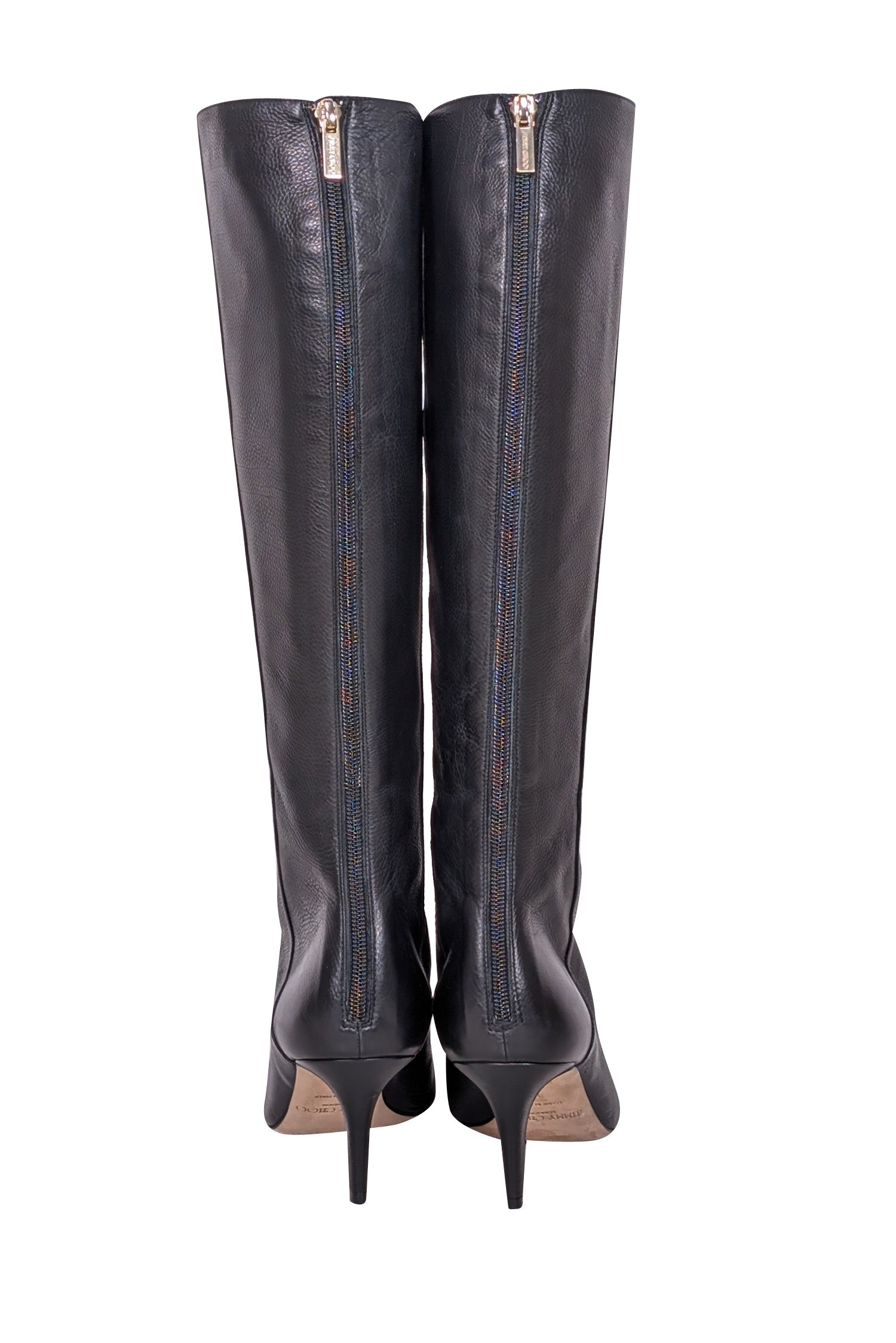 Jimmy Choo Black Leather Tall Heeled Boots - Size 9: Elevate Your Style!