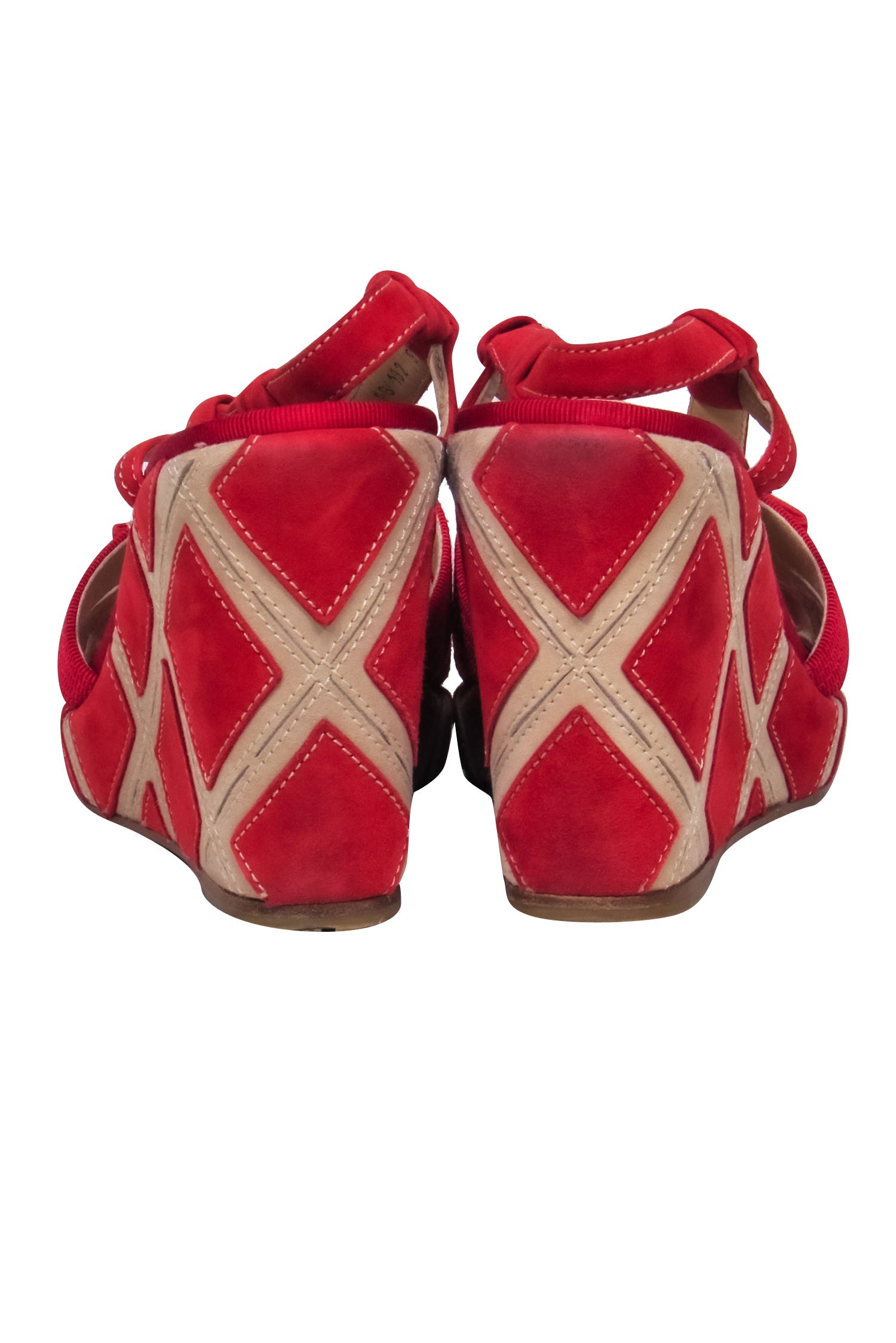 Ferragamo Red Suede Dreamy Open Toe Strappy Slingback Wedges - Size 9