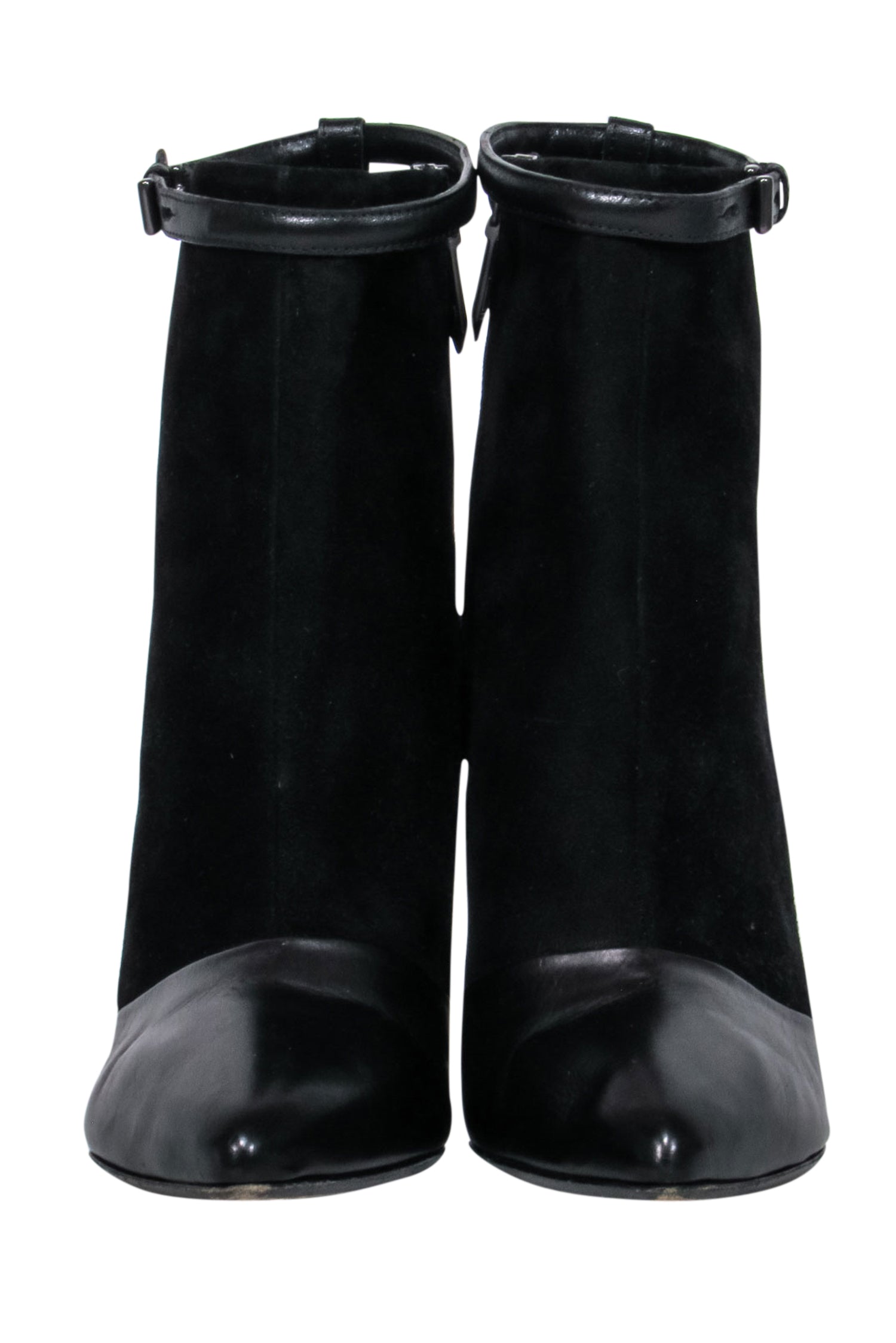 Reed Krakoff Black Suede Short Boots with Leather Toe - Size 6.5: Chic City Style!