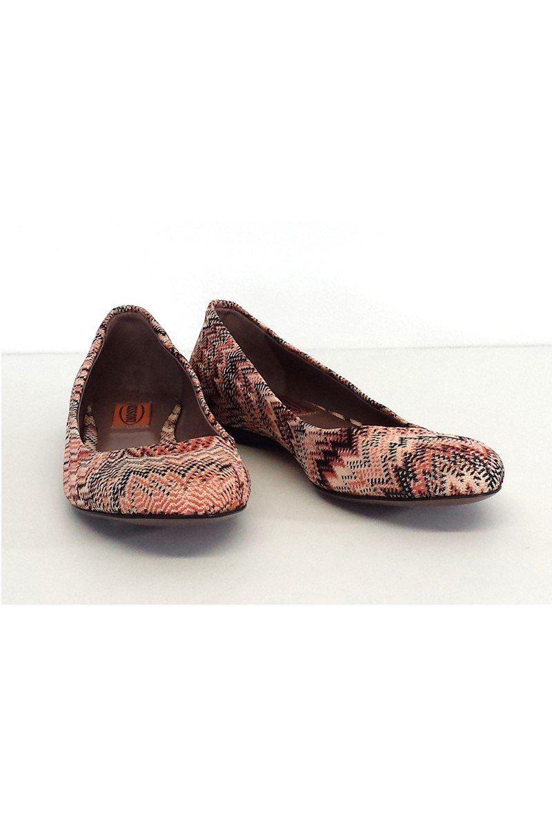Missoni's Stunning Coral & Black Chevron Print Flats - Size 7