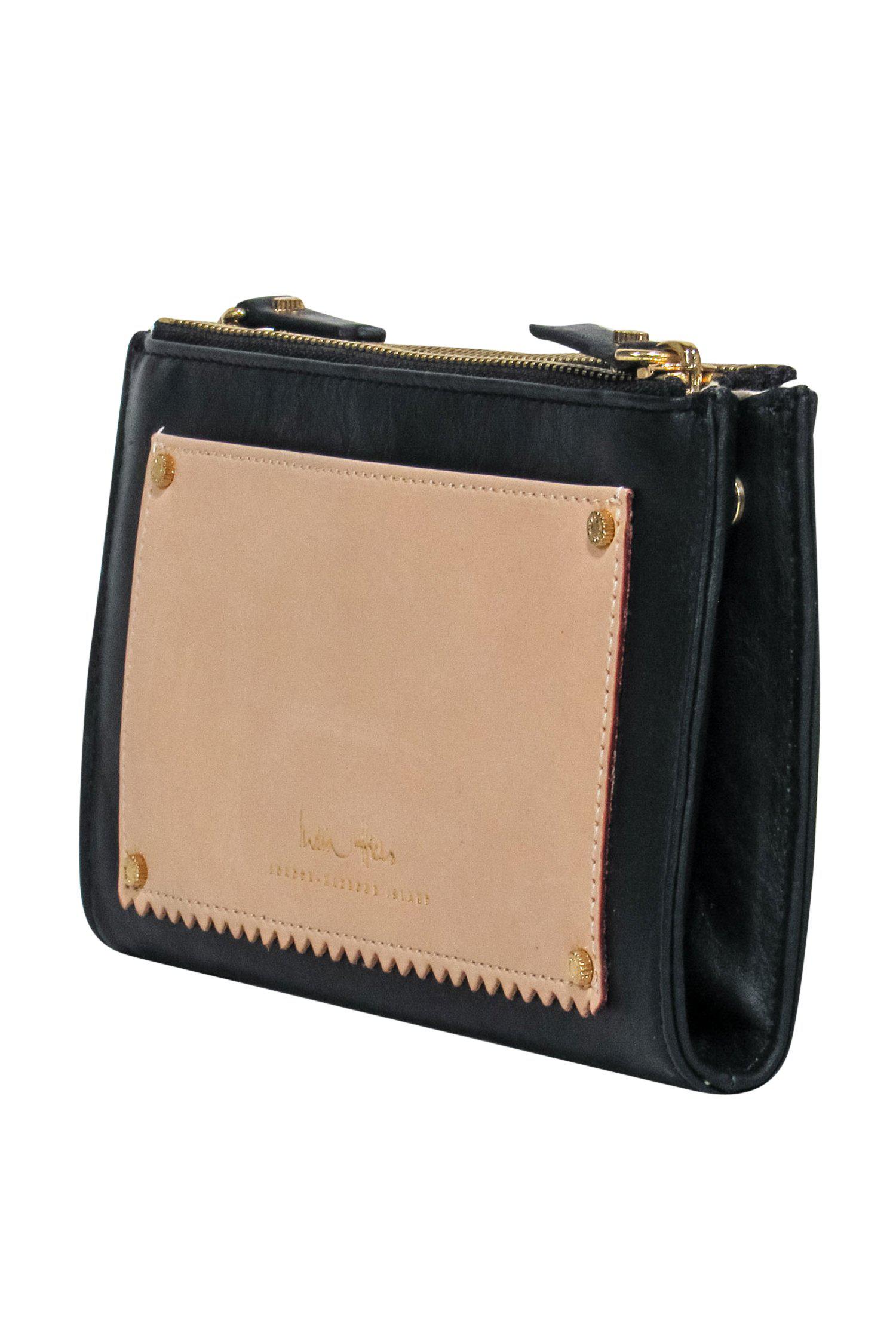 India Hicks - Stunning Black Smooth Leather Zip Wallet with Contrast Pocket
