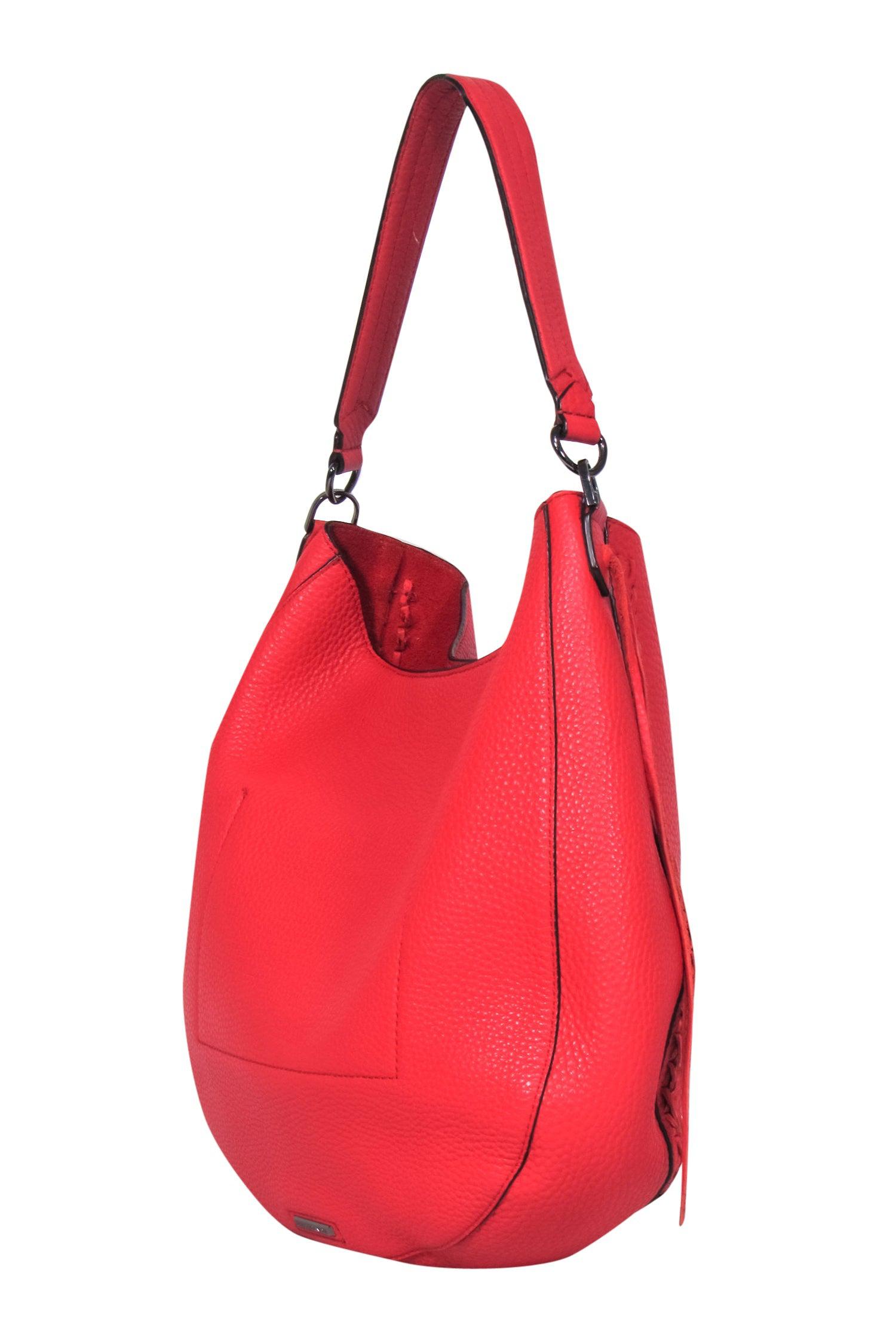 Rebecca Minkoff's Stunning Red Pebbled Leather Large Shoulder Bag - Make a Statement!