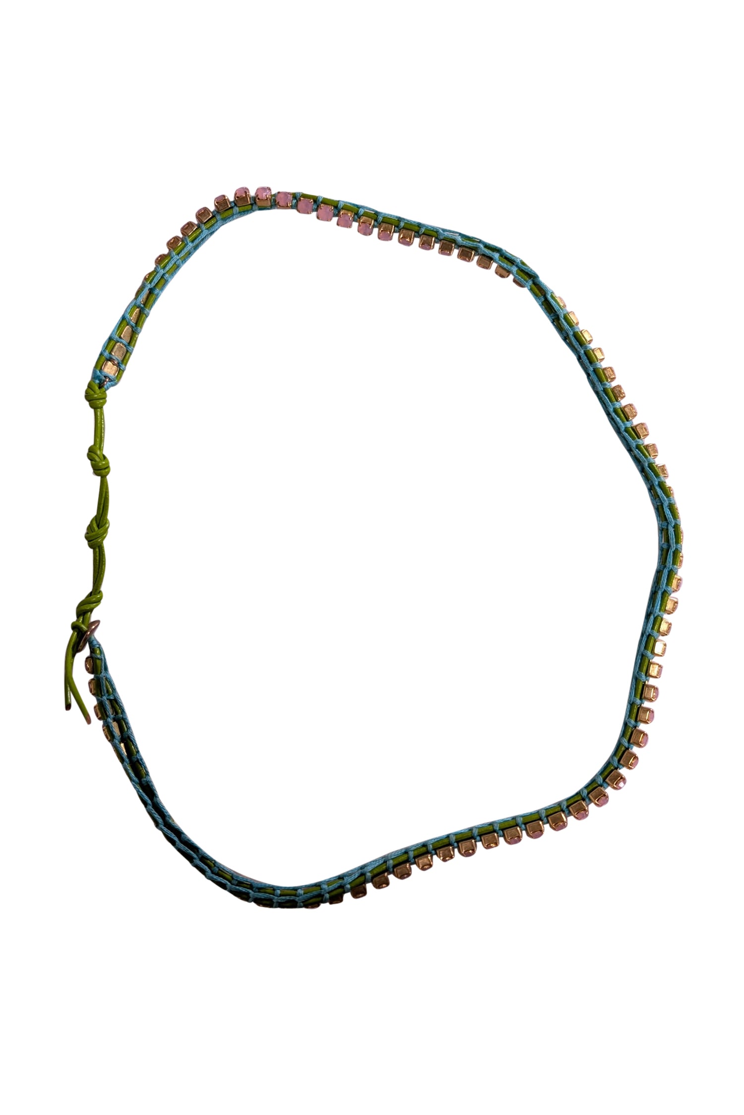 Chan Luu - Stunning Green & Blue Wrap Bracelet with Pink Gems