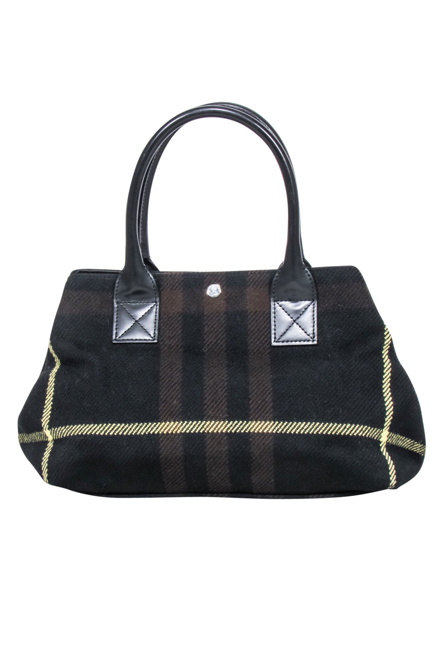 Burberry Stylish Black, Brown & Yellow Plaid Handbag
