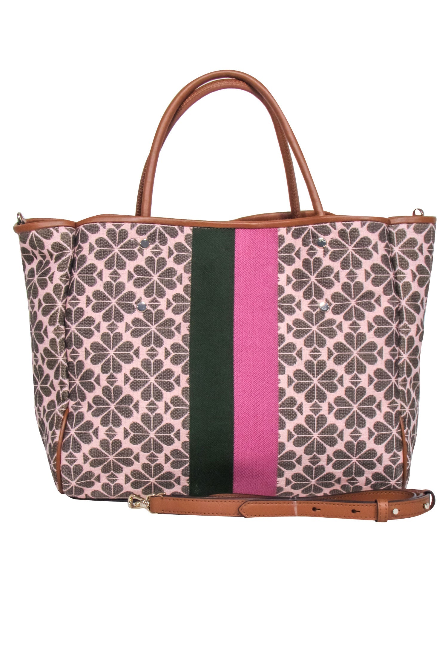 Kate Spade - Stunning Blush, Tan, Green & Mauve Logo Print Tote Bag