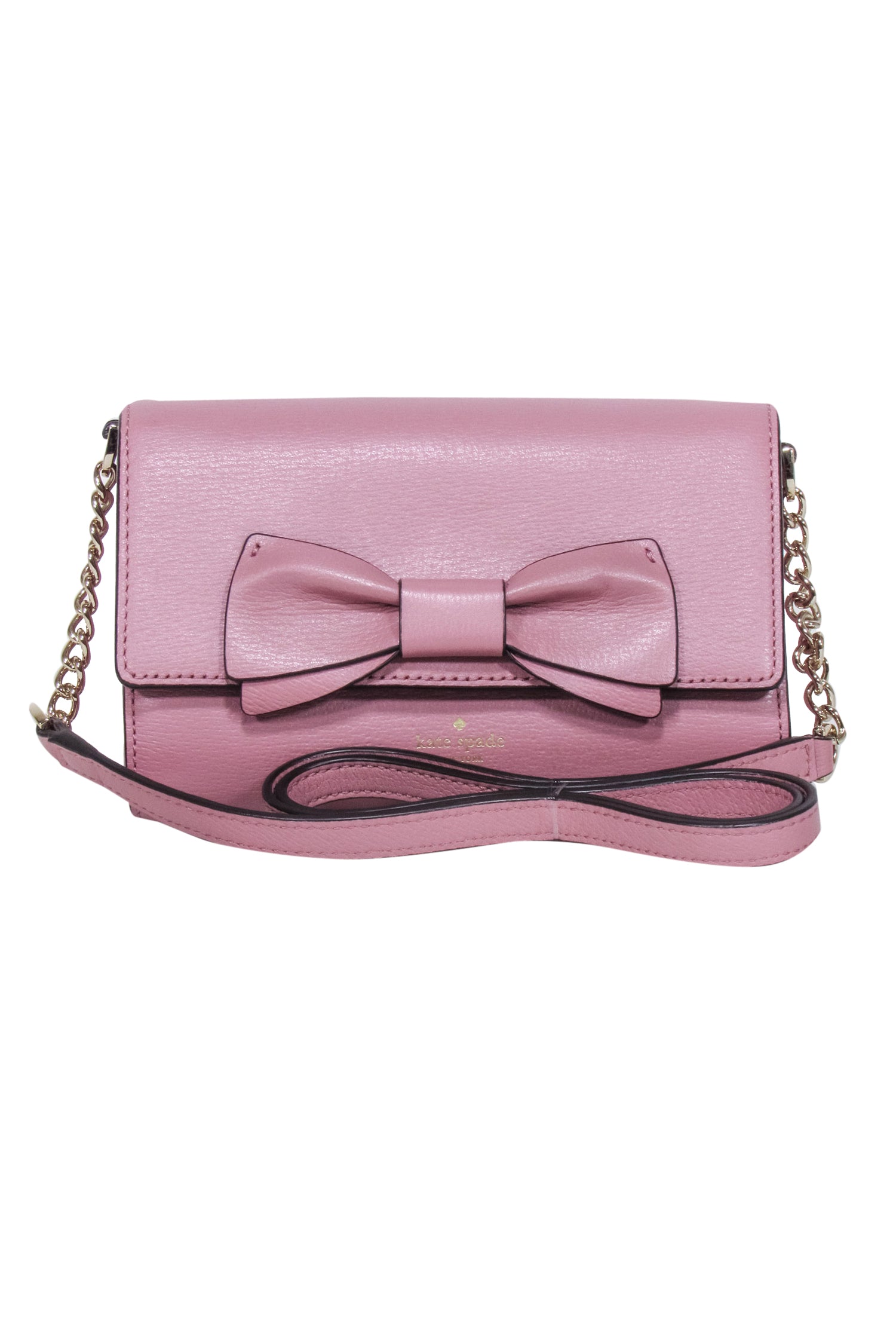 Kate Spade Mauve Pink Leather Bow Front Flap Crossbody - The Ultimate Party Accessory