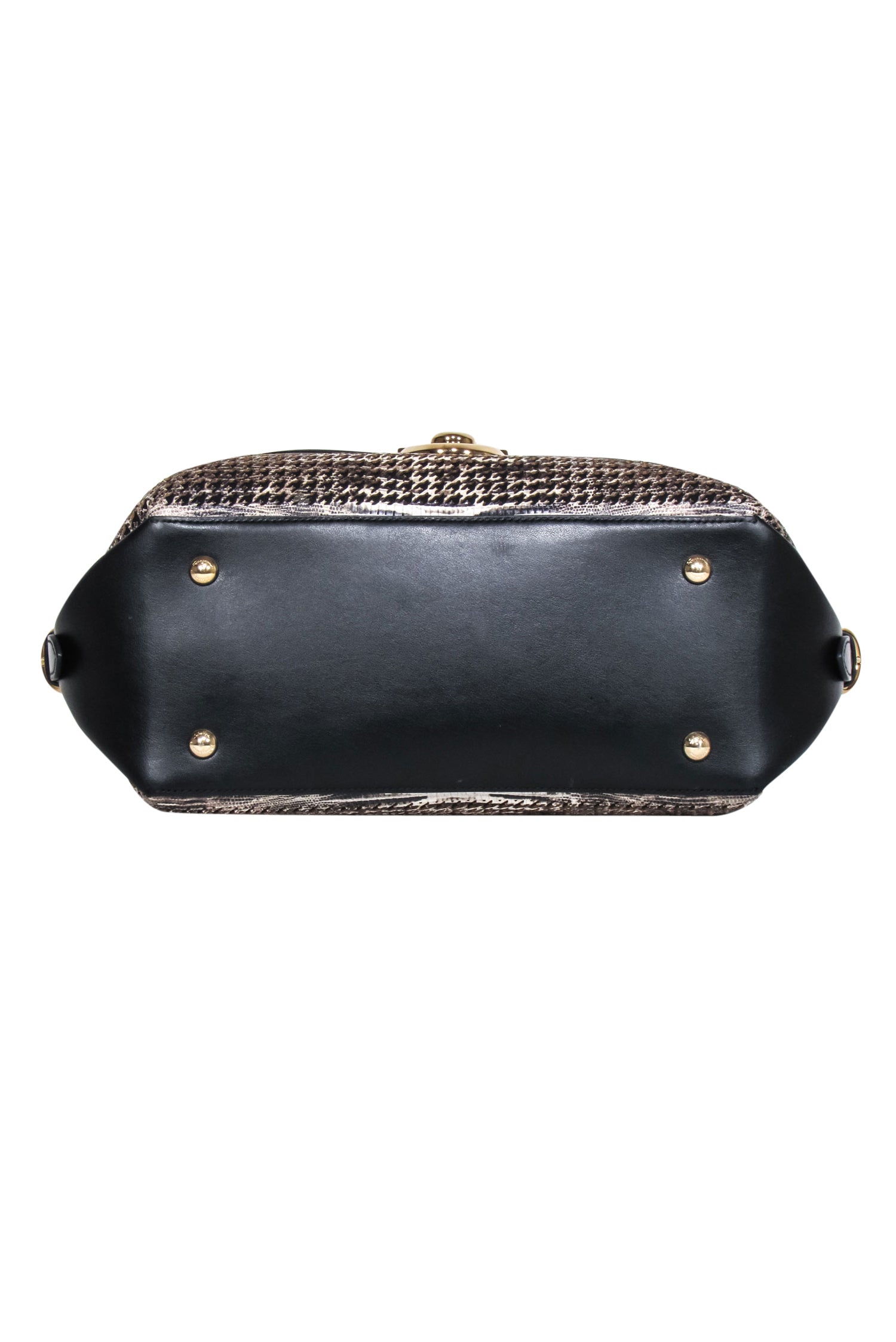 Ferragamo Three - Tone Laser Cut Print Satchel Bag: Black, Brown, & Cream