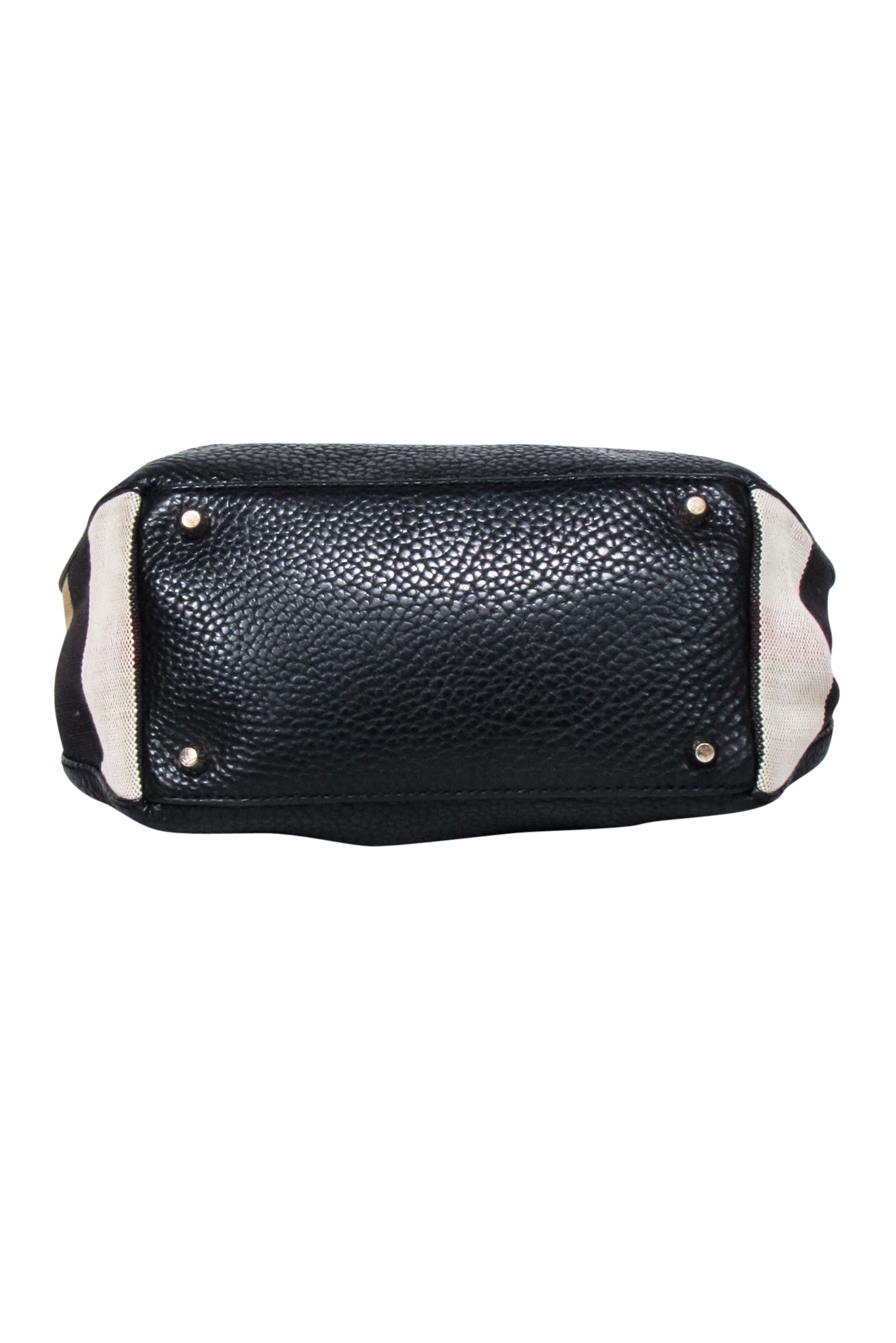 Burberry's Stylish Black Leather Crossbody Bag with Signature Plaid Sides